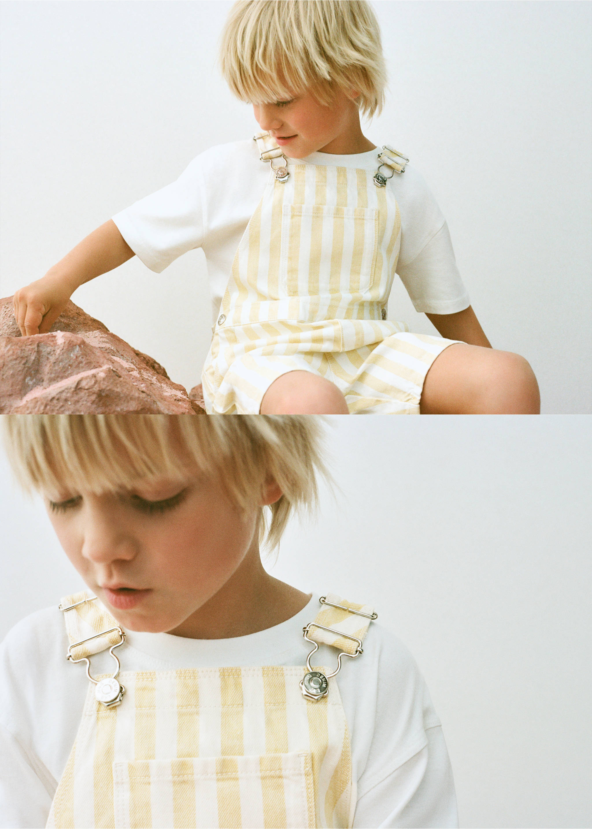 Denim dungarees stripes - Details of the article 5, Vanilla. Ref: 27058264-00.