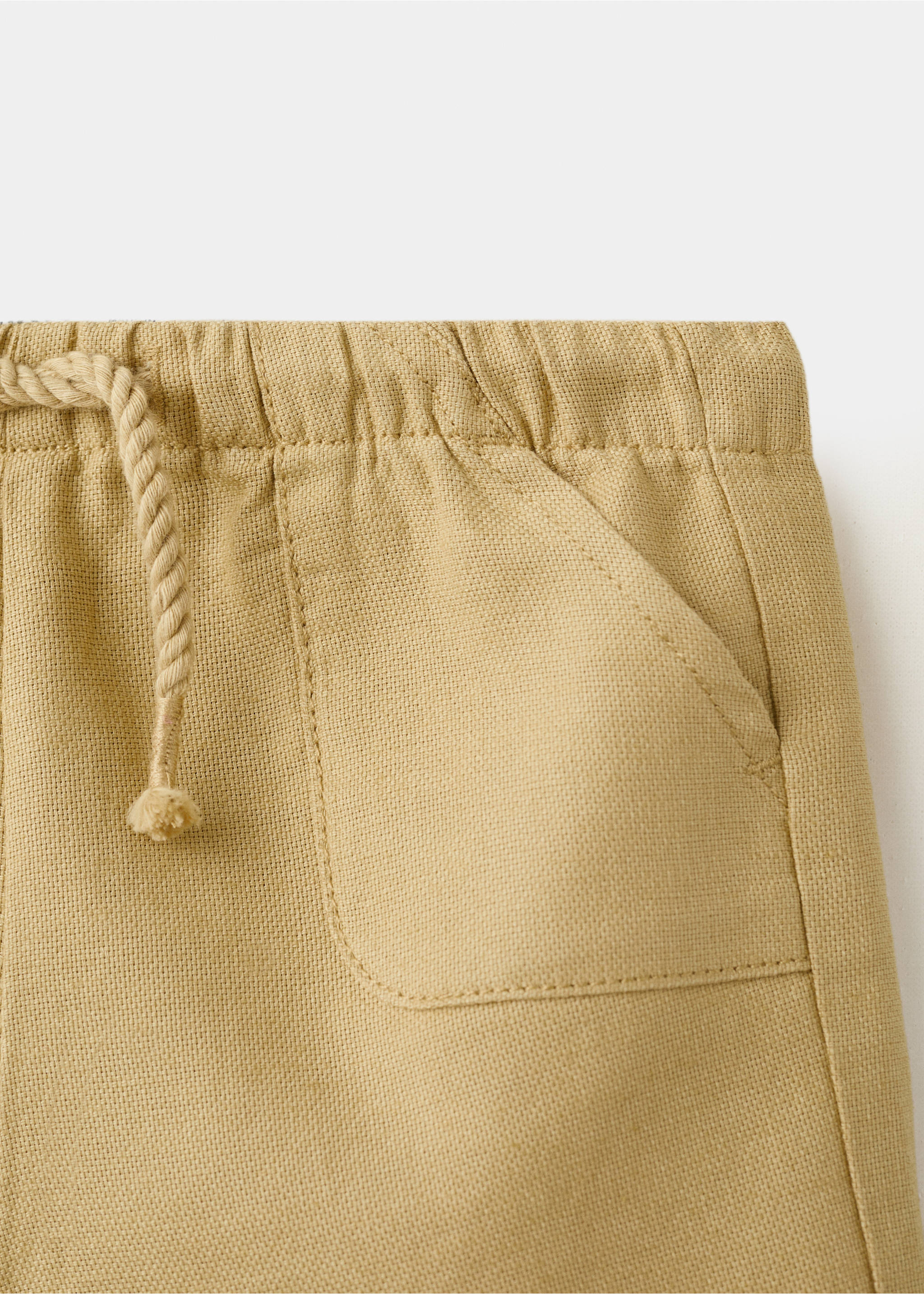 Cotton linen shorts - Details of the article 0, Mustard. Ref: 27058265-00.