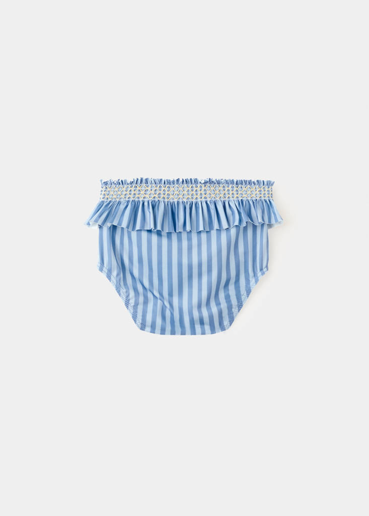 Ruffle striped swimsuit — Blue