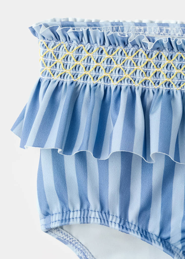 Ruffle striped swimsuit — Blue