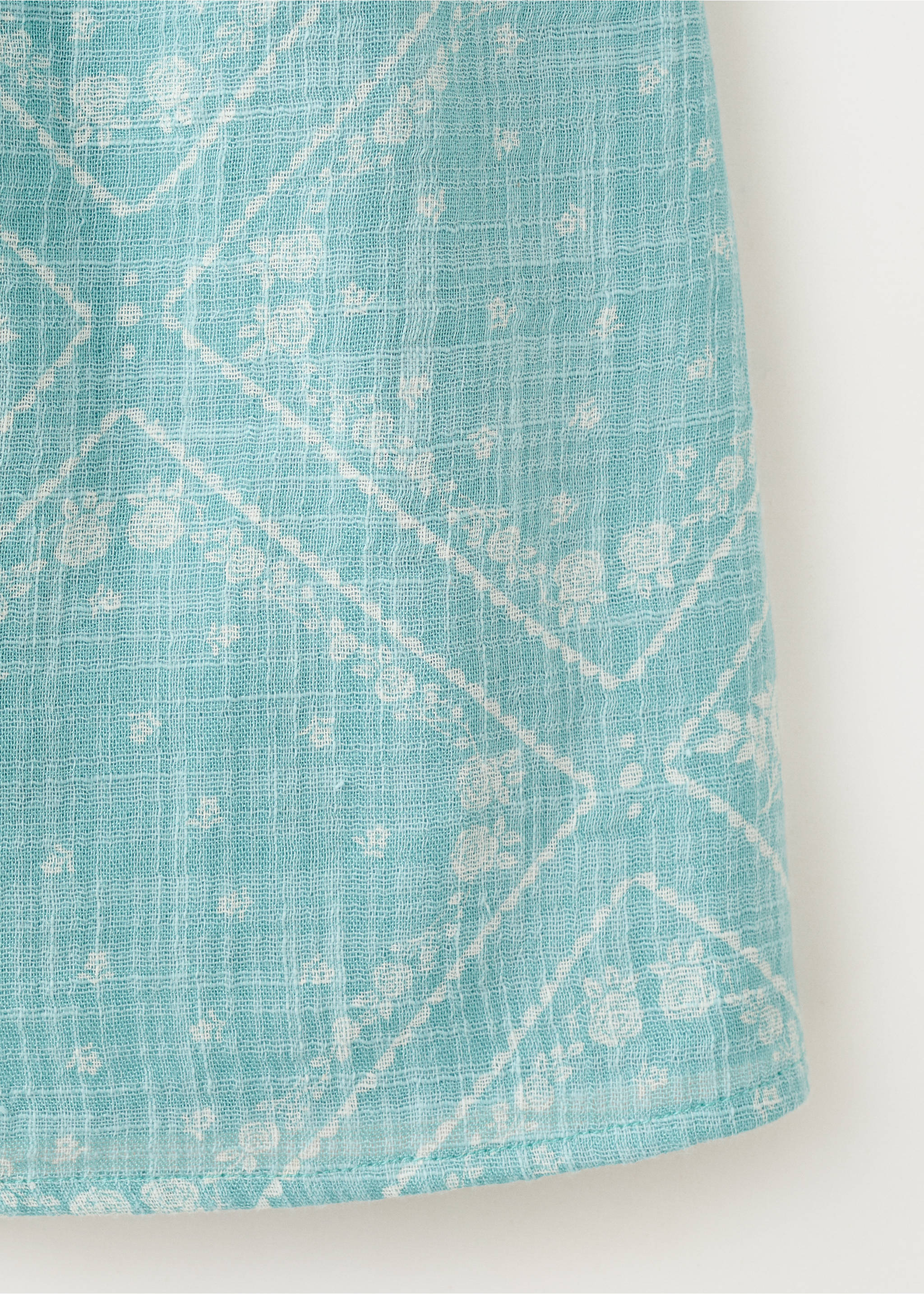 Printed blouse with a babydoll collar - Details of the article 0, Turquoise. Ref: 27058270-00.