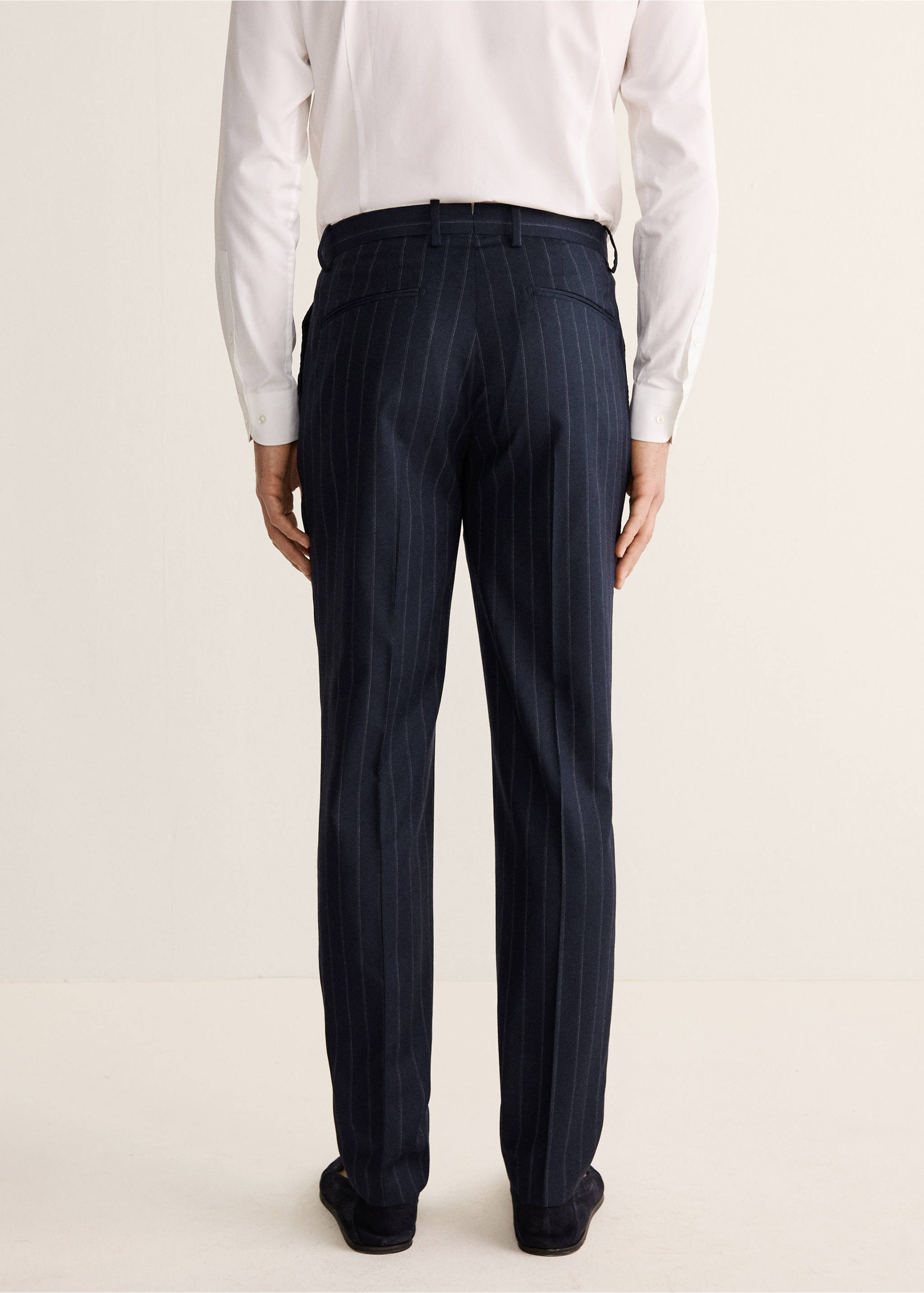 Костюмные брюки Venecia из 100% шерсти в полоску - Обратная сторона изделия, Глубокий темно-синий. Ref: 27058271-00.