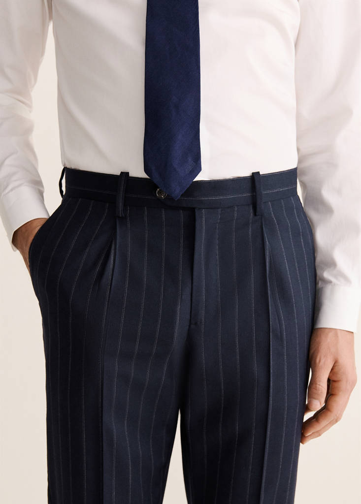 Venice suit trousers 100% wool stripes — Navy