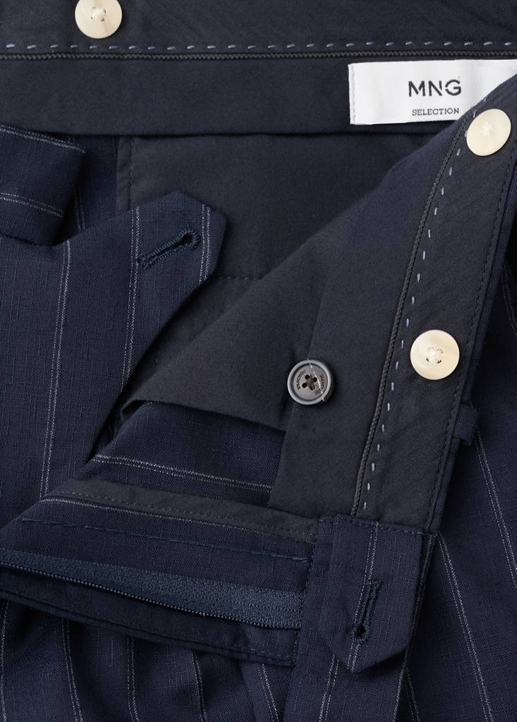 Venice suit trousers 100% wool stripes — Navy