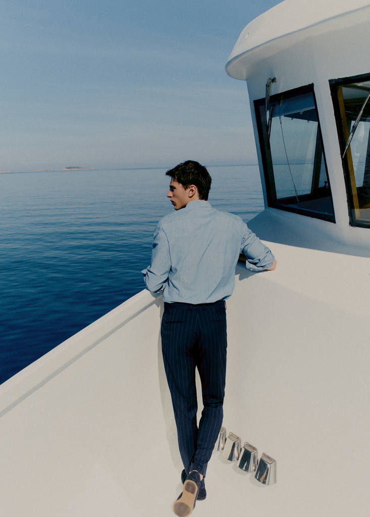 Venice suit trousers 100% wool stripes — Navy