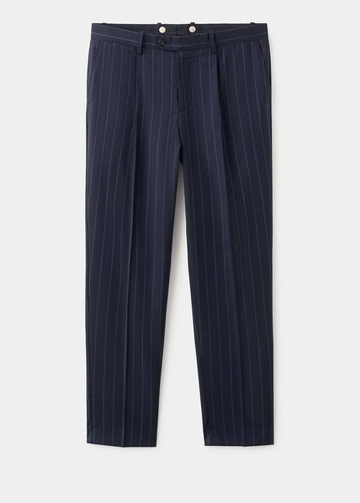 Venice suit trousers 100% wool stripes — Navy
