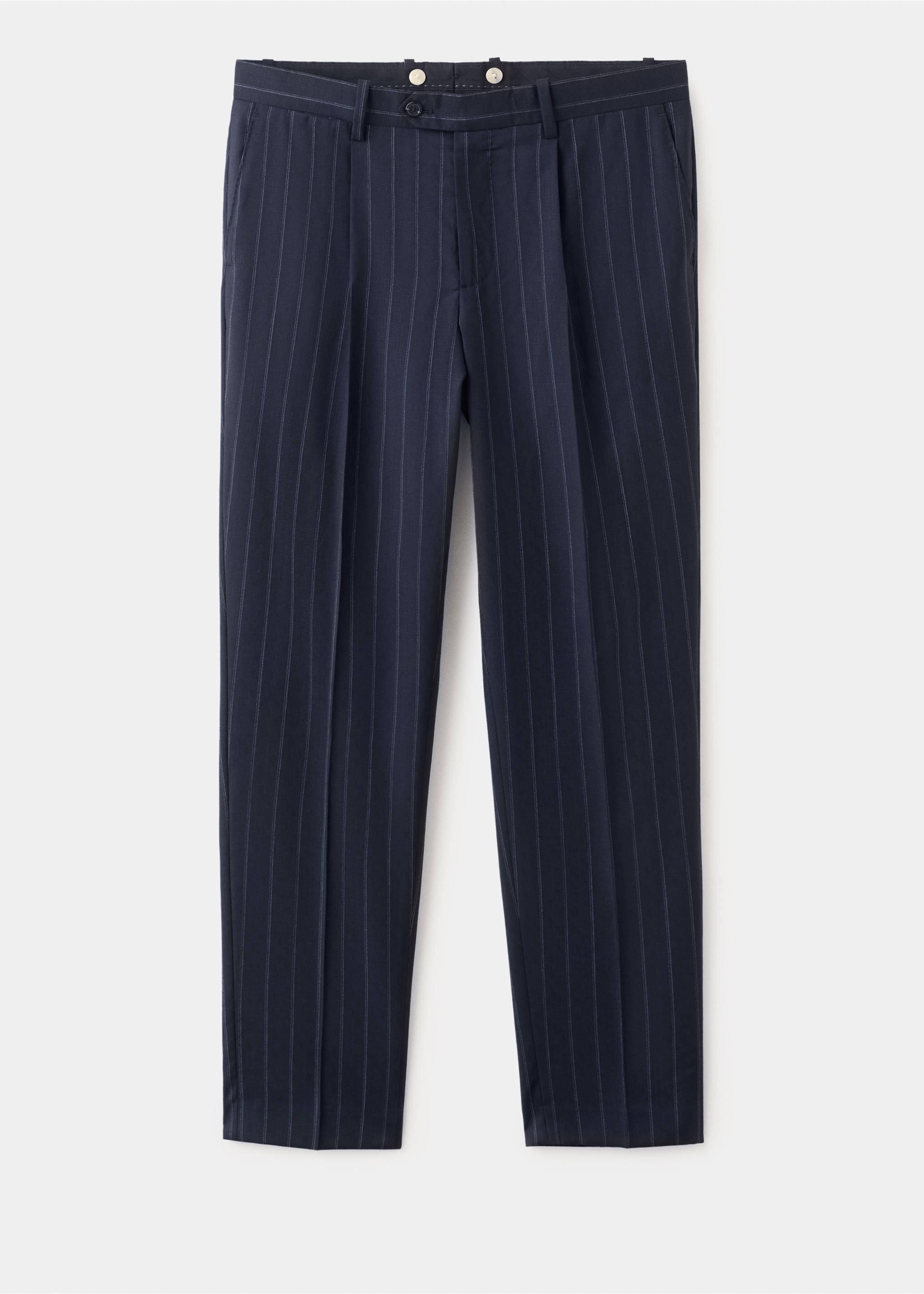 Pantalon de costume Venise 100 % laine à rayures - Article sans modèle, Bleu marine. Ref: 27058271-00.