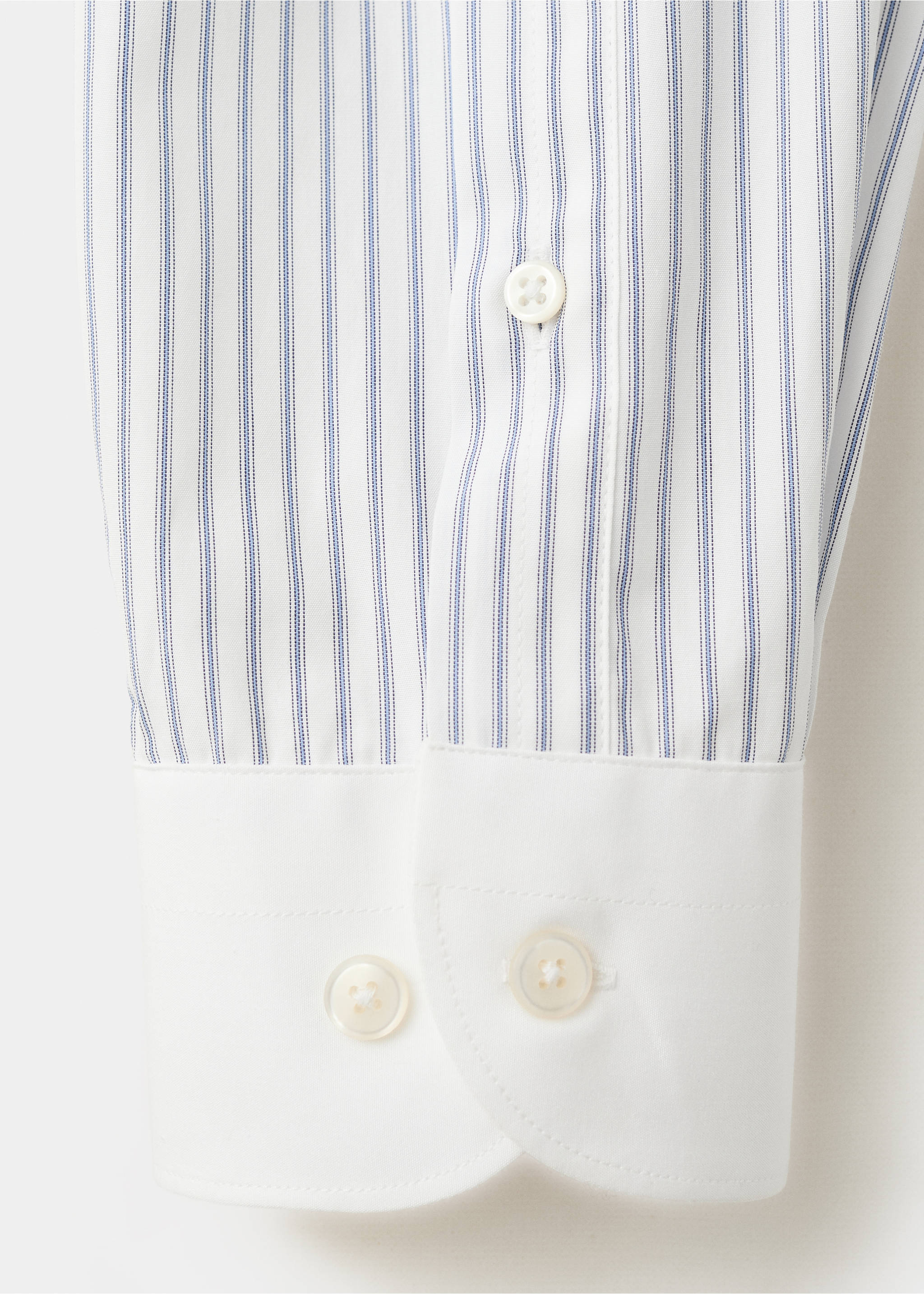 100% cotton slim-fit striped shirt - Details of the article 0, Sky Blue. Ref: 27058272-00.
