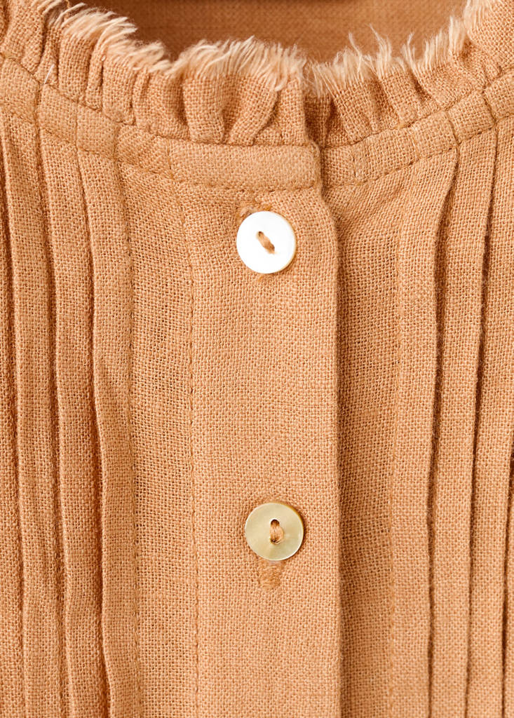 Linen blouse with frayed details — Burnt Orange
