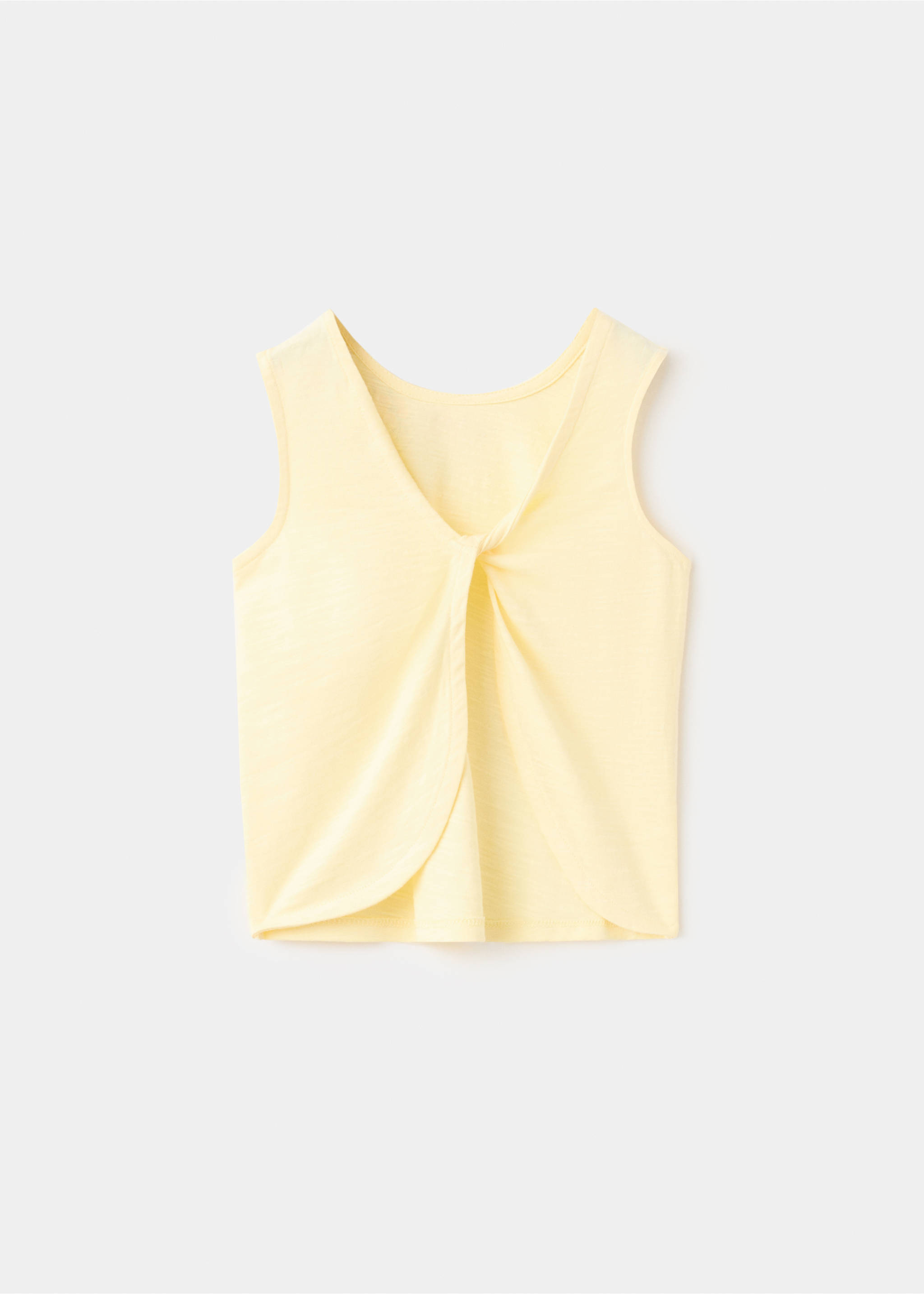 Embroidered back-opening T-shirt - Reverse of the article, Pastel Yellow. Ref: 27058275-00.