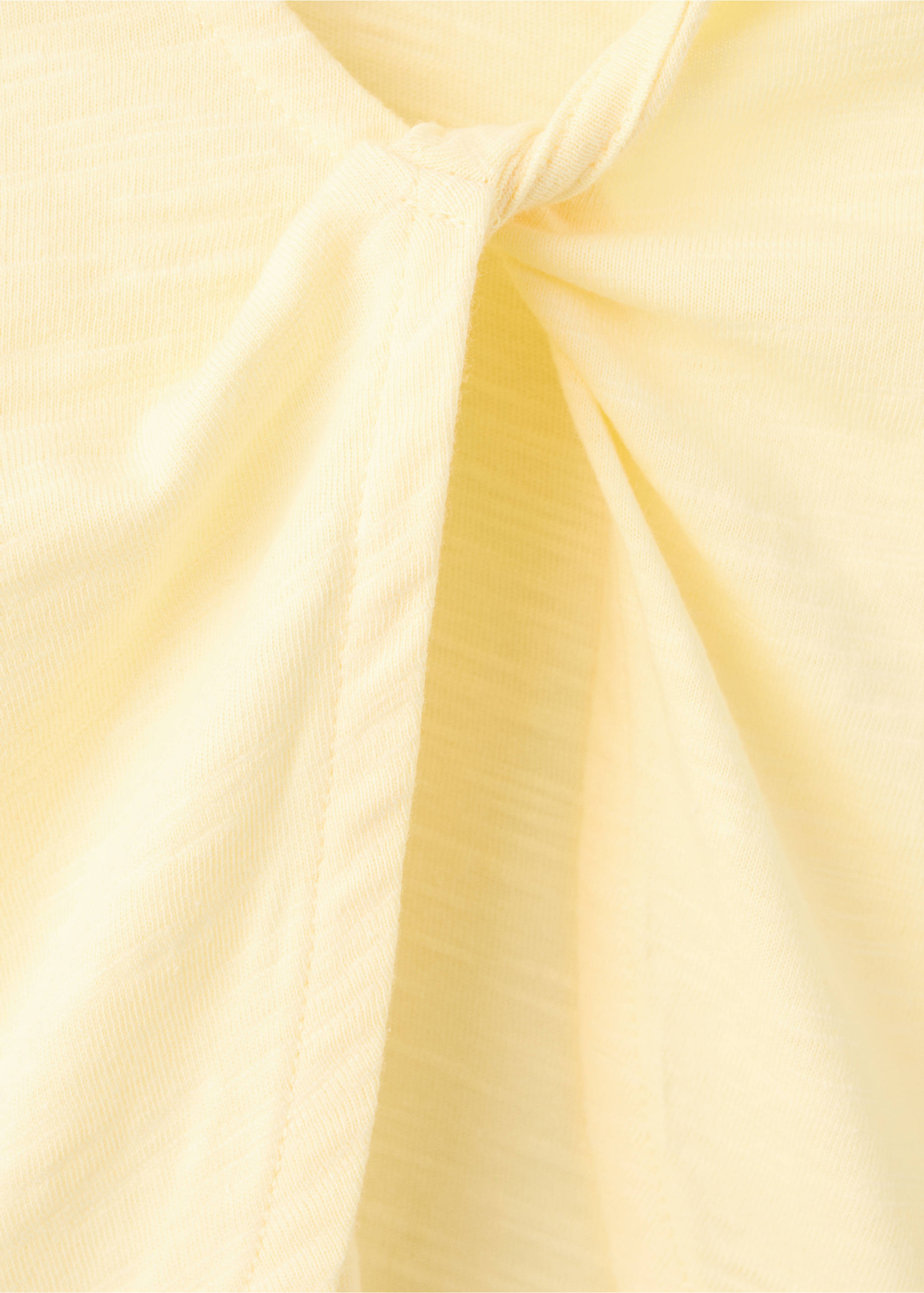 Embroidered back-opening T-shirt - Details of the article 0, Pastel Yellow. Ref: 27058275-00.