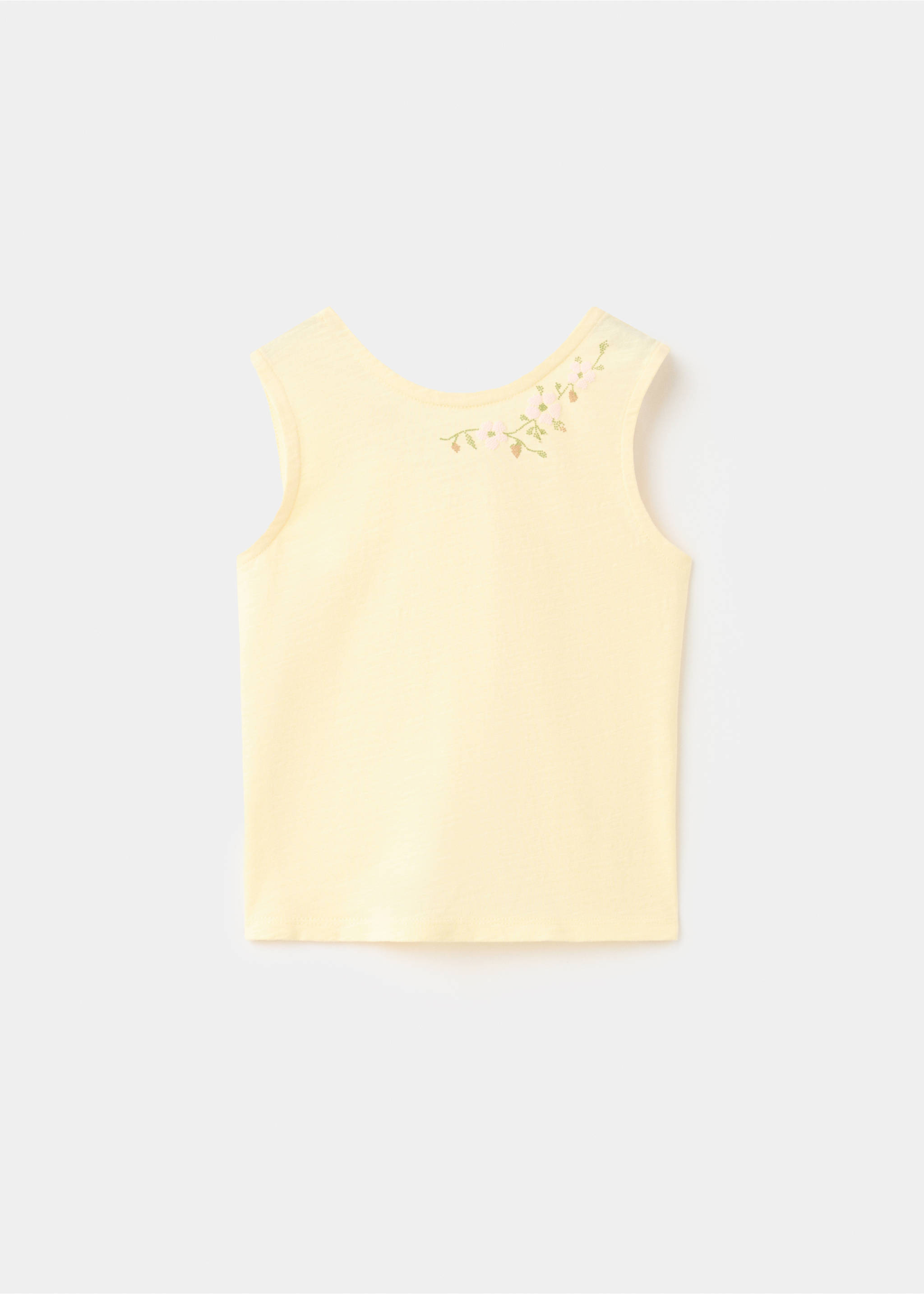 Embroidered back-opening T-shirt - Article without model, Pastel Yellow. Ref: 27058275-00.