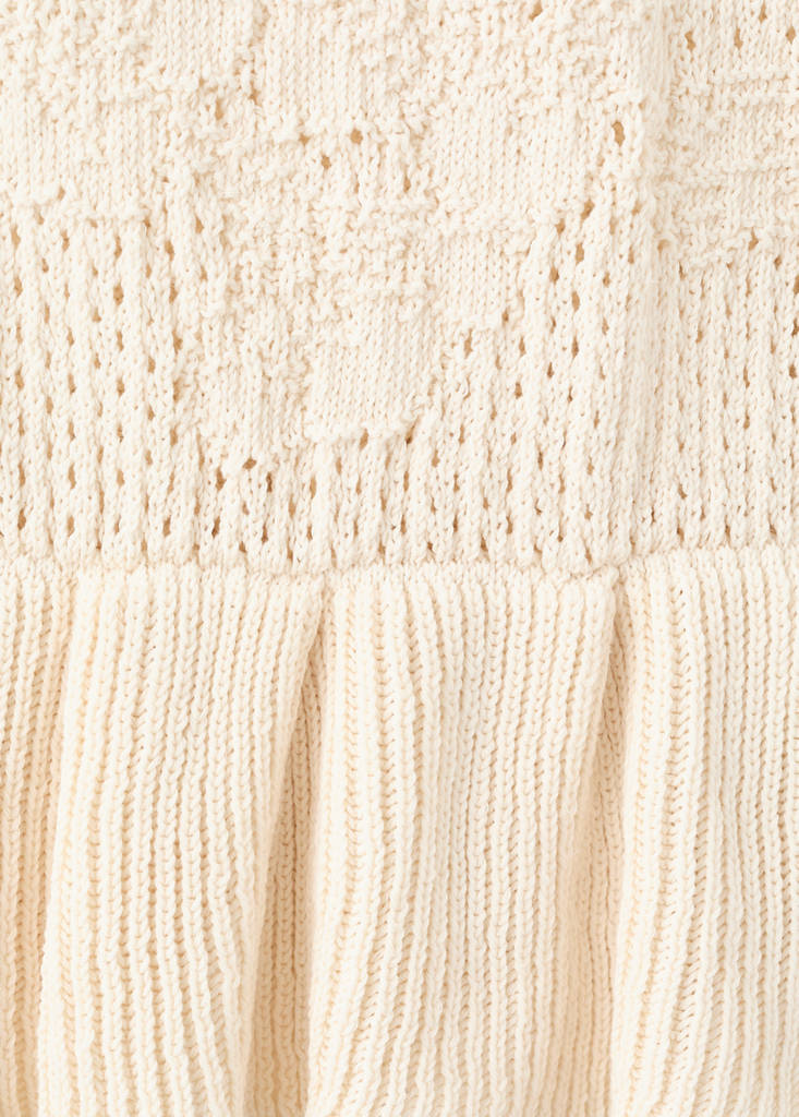 Openwork knitted top with bows — Ecru