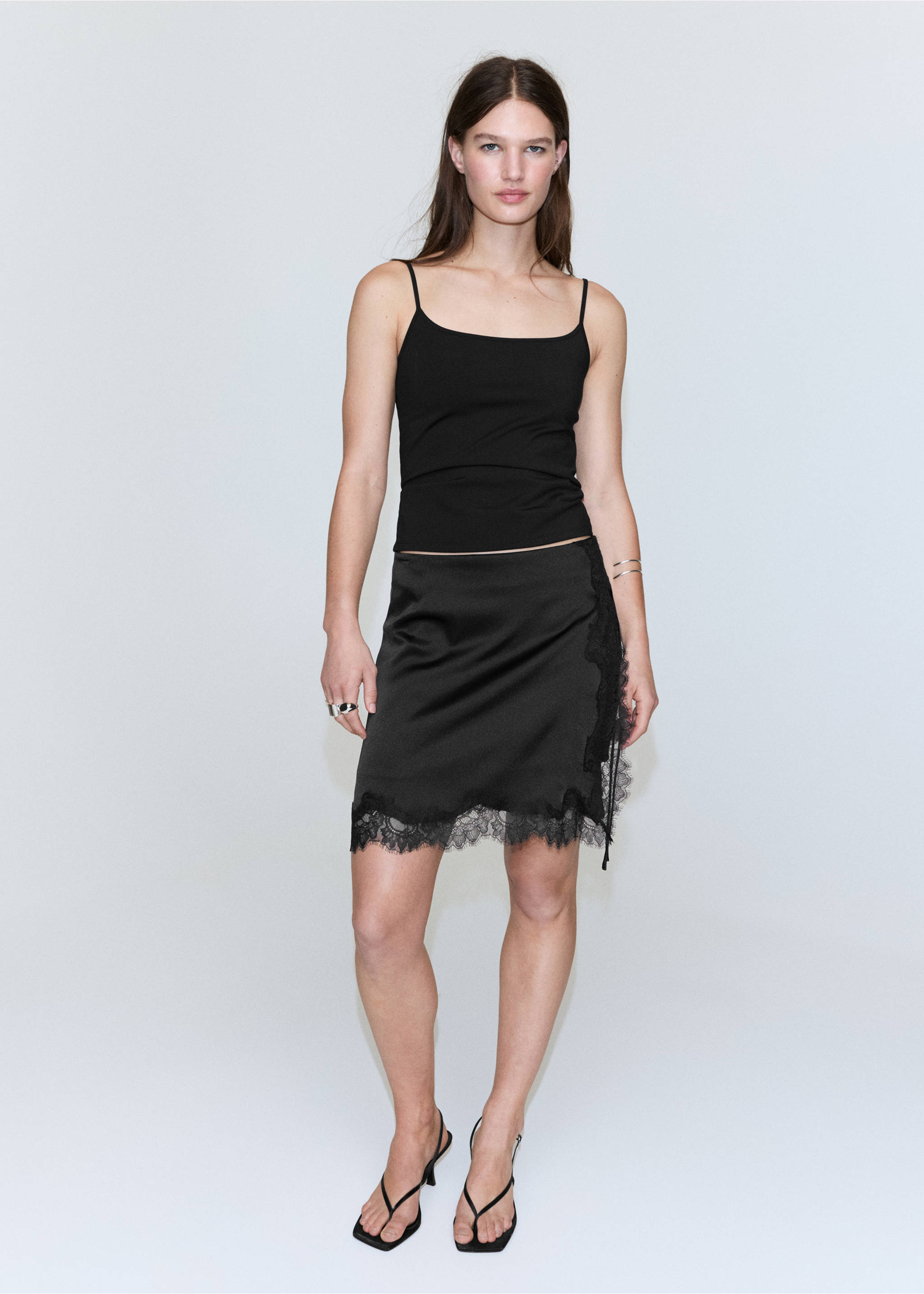 Lace slip skirt - General plane, Black. Ref: 27058278-00.