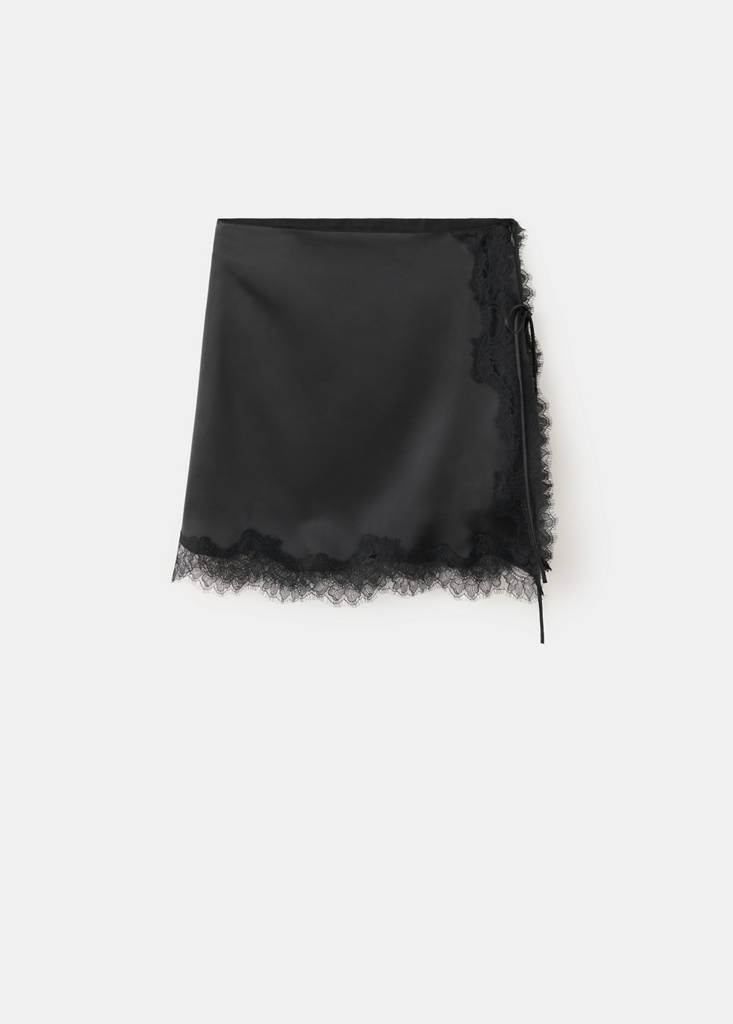 Lace slip skirt — Black