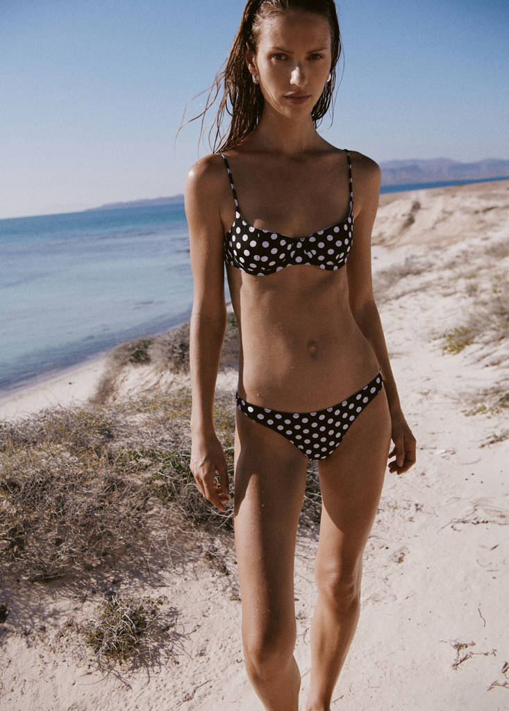 Reversible cheeky polka dot bikini knickers — Black