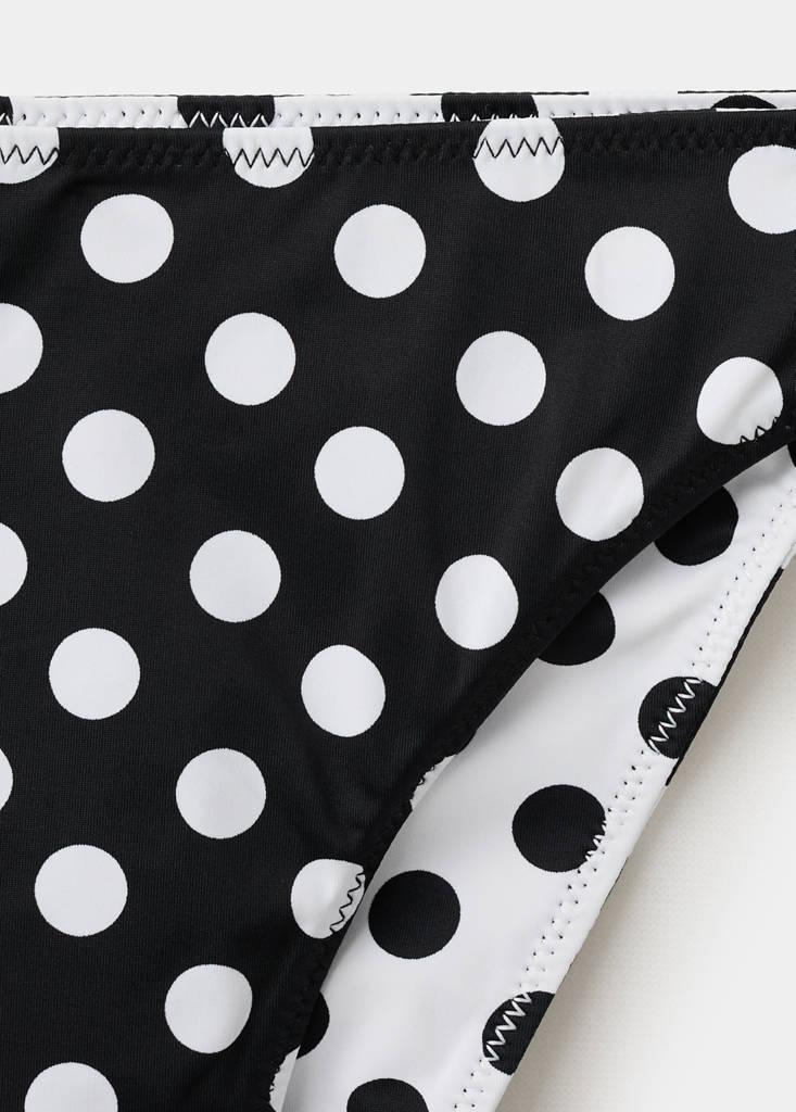 Reversible cheeky polka dot bikini knickers — Black