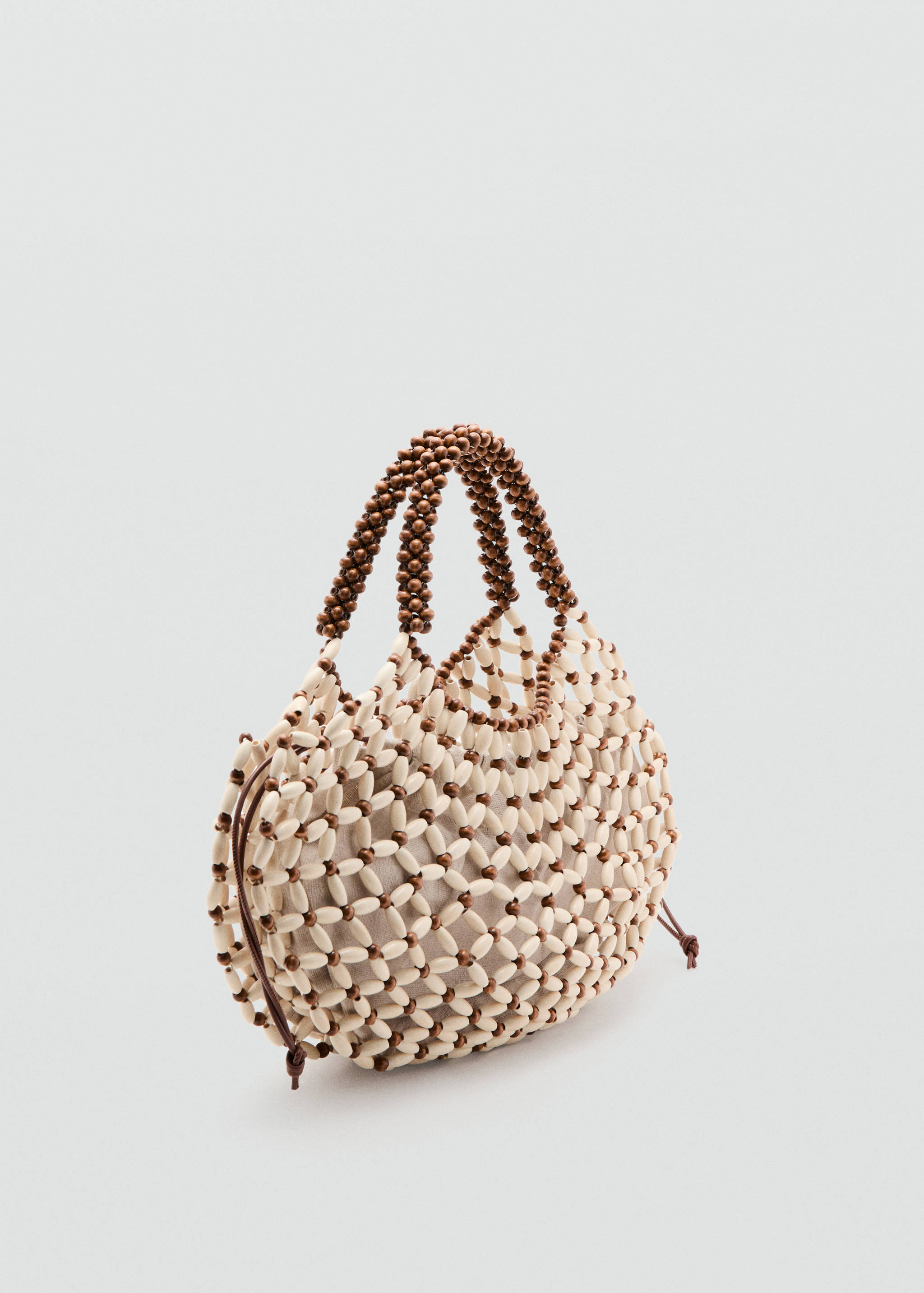 Wooden beaded shoulder bag - Medium plane
