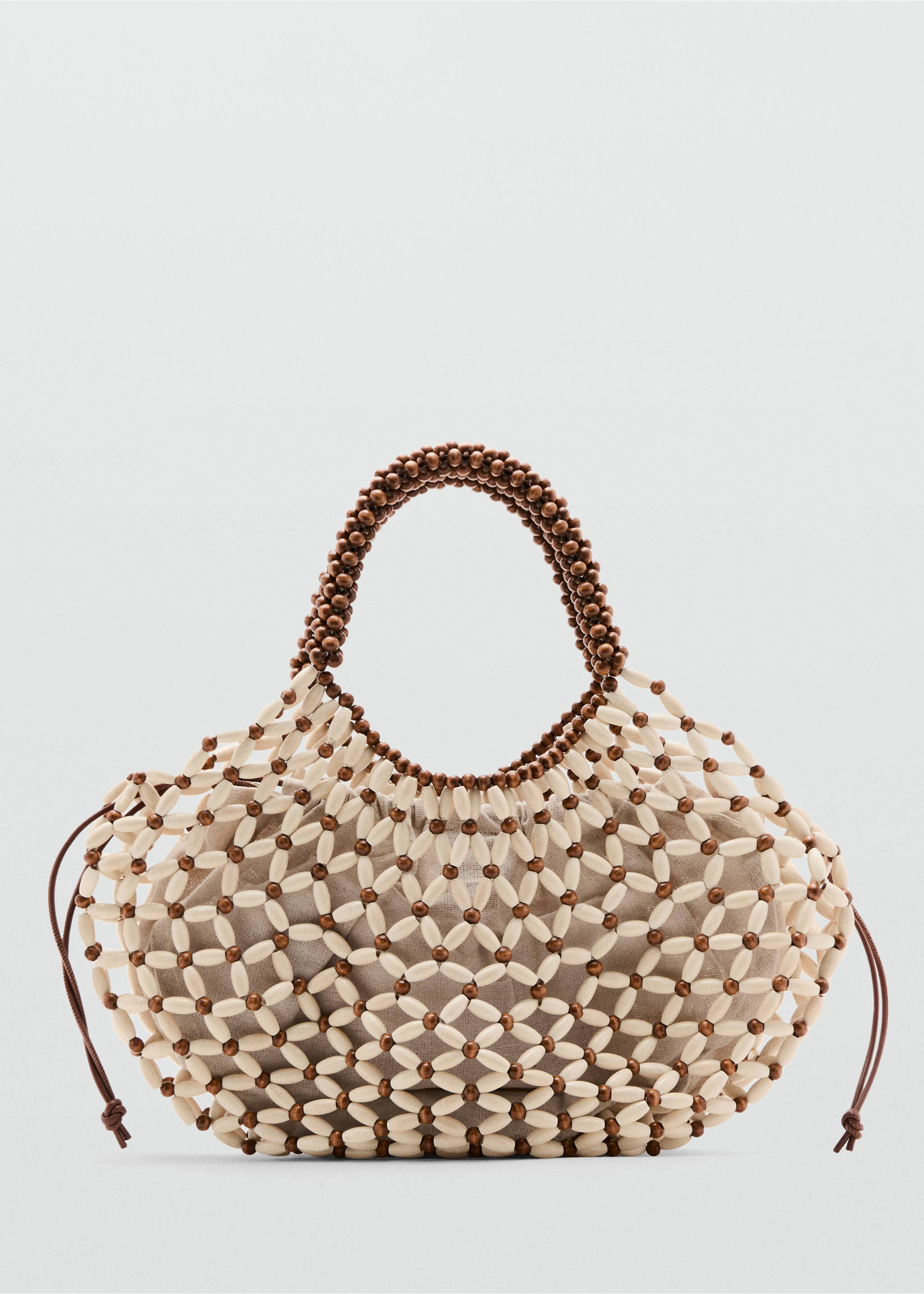 Wooden beaded shoulder bag - Article without model, Brown. Ref: 27058648-00.