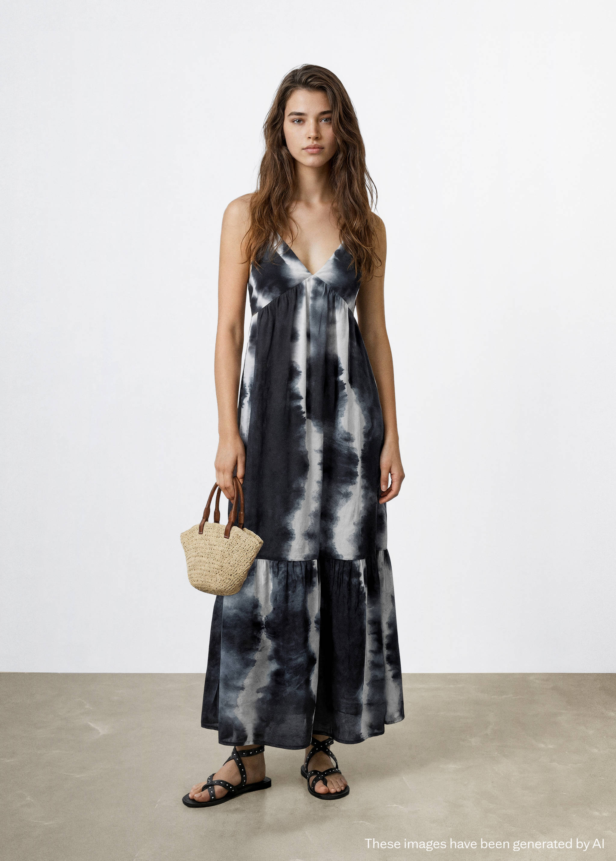 Robe longue tie-dye - Plan général