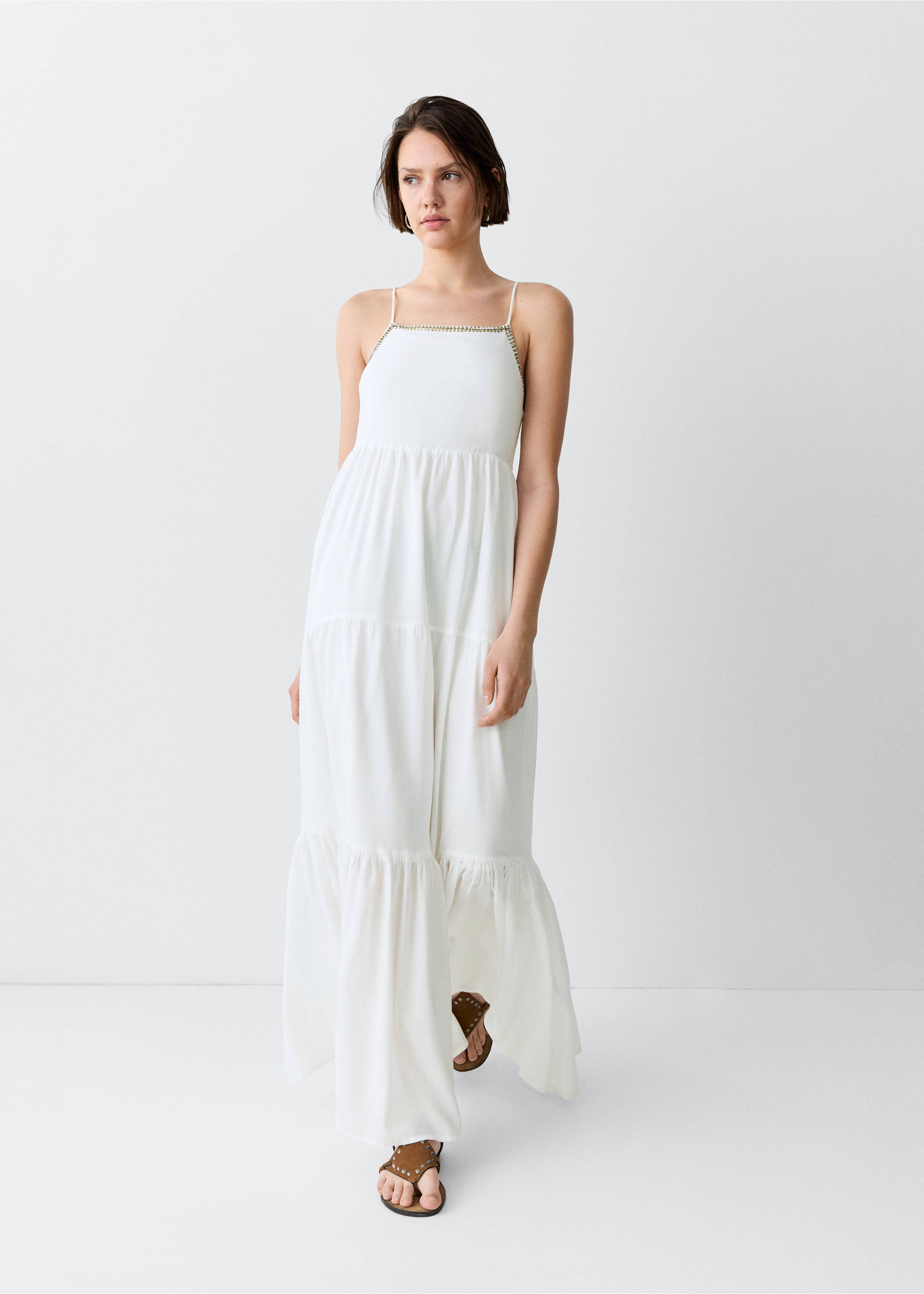 Beaded panel dress - Details of the article 2, Off White. Ref: 27058650-01.