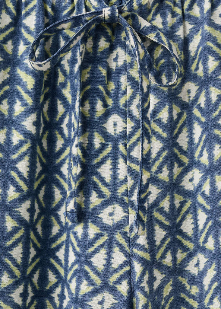 Printed linen trousers — Navy