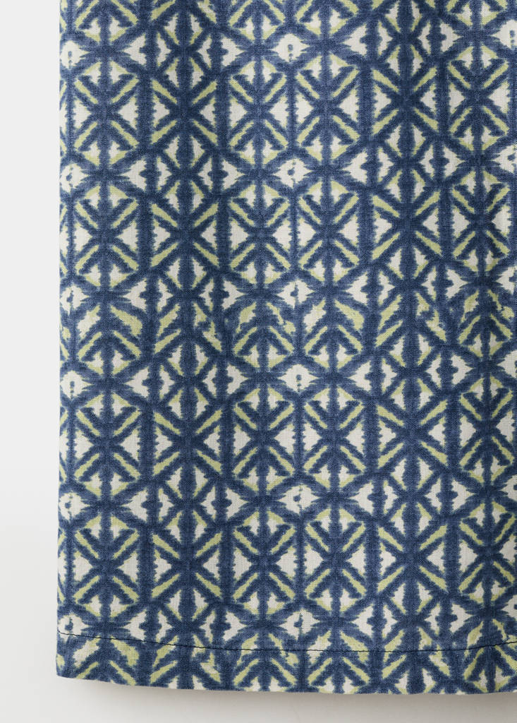 Printed linen trousers — Navy