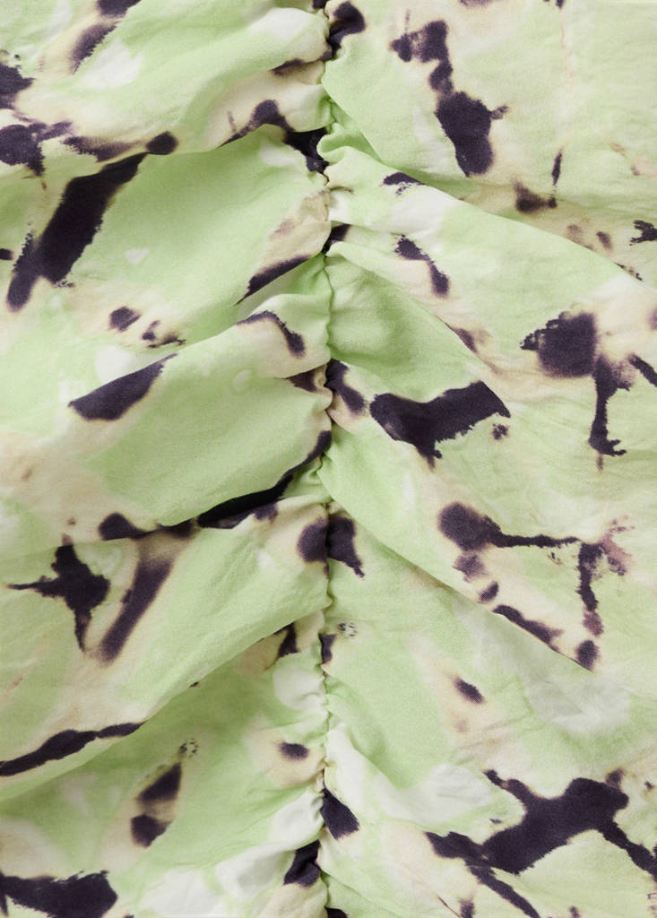 Short tie-dye draped dress — Lime