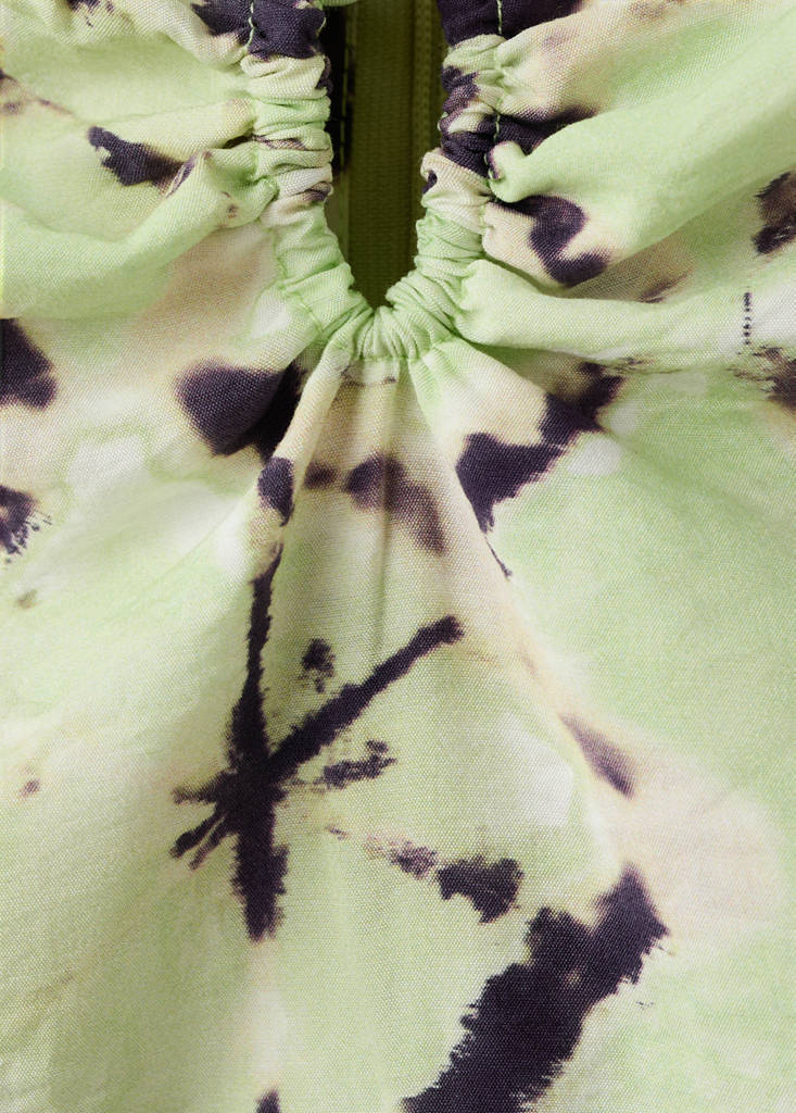 Short tie-dye draped dress — Lime