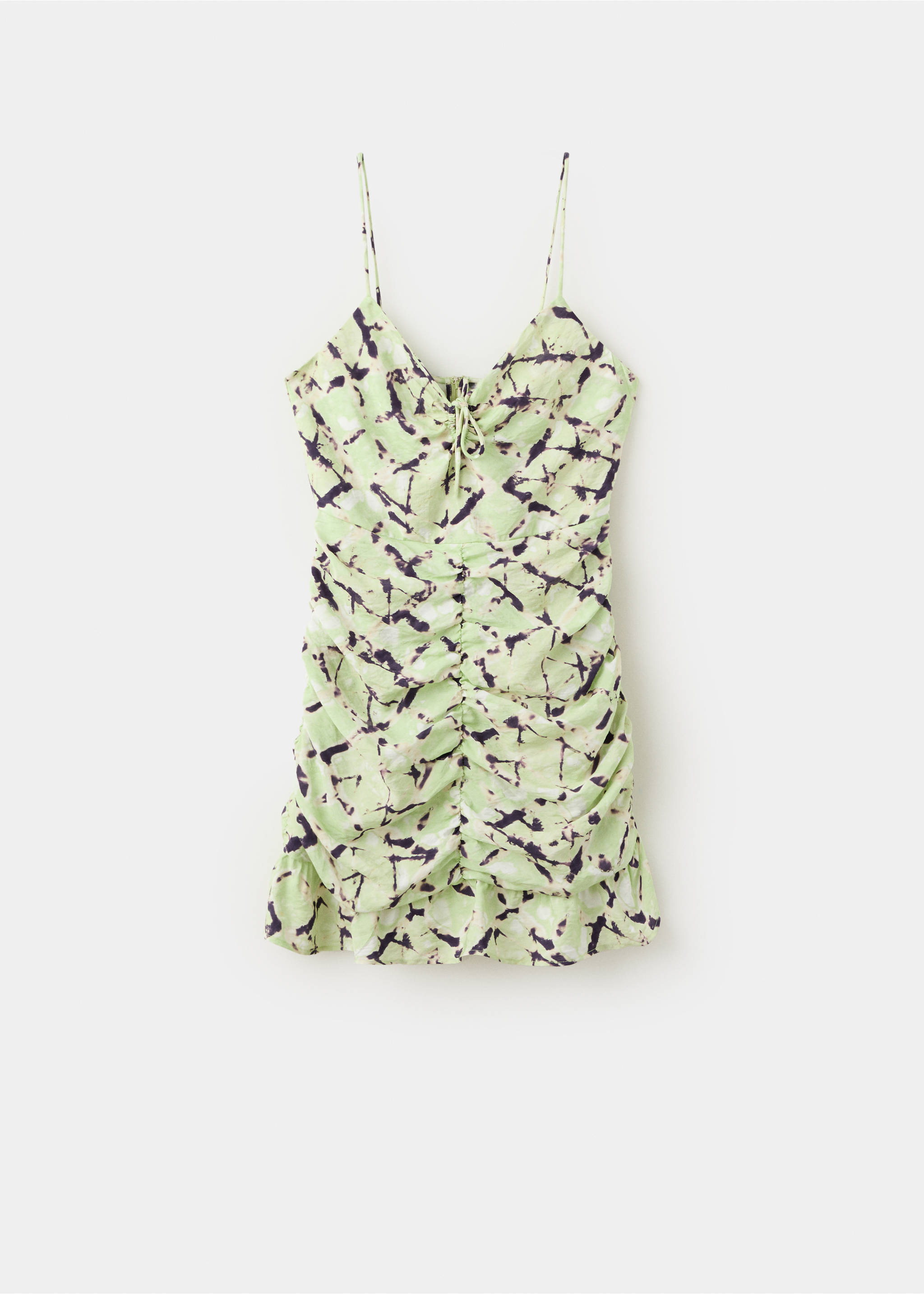 Short tie-dye draped dress - Article without model, Lime. Ref: 27058653-00.
