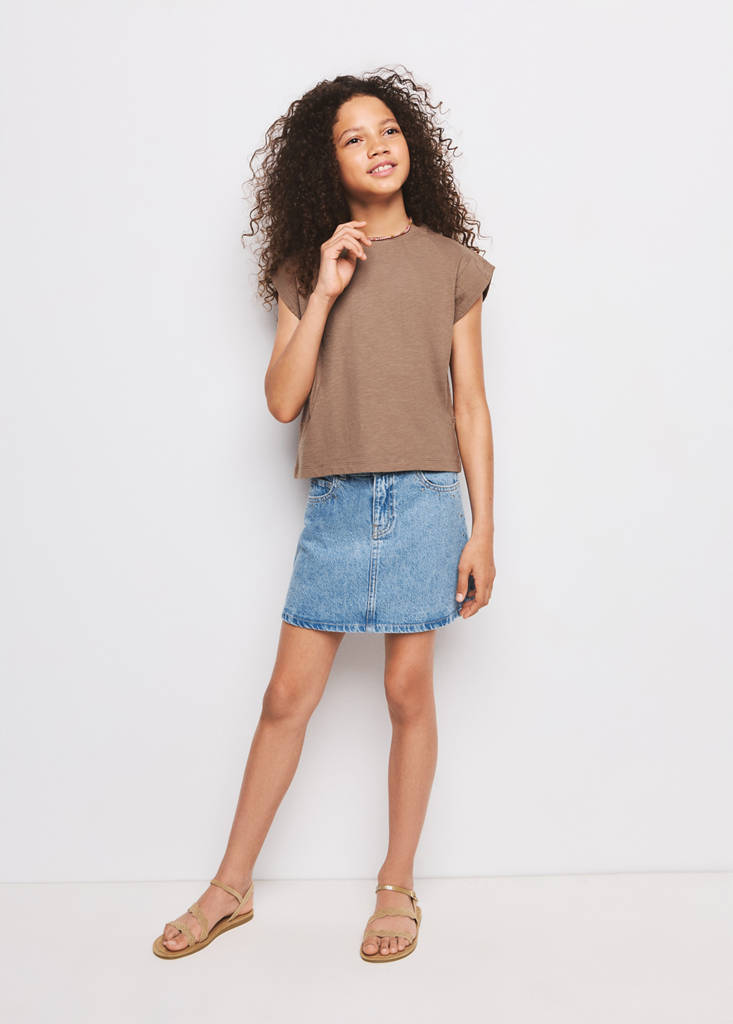 Studded denim skirt — Medium Blue