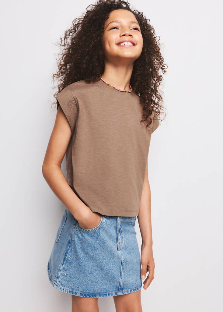 Studded denim skirt — Medium Blue