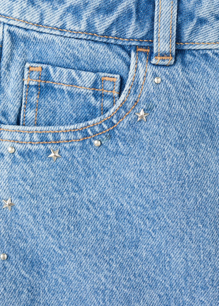 Studded denim skirt — Medium Blue