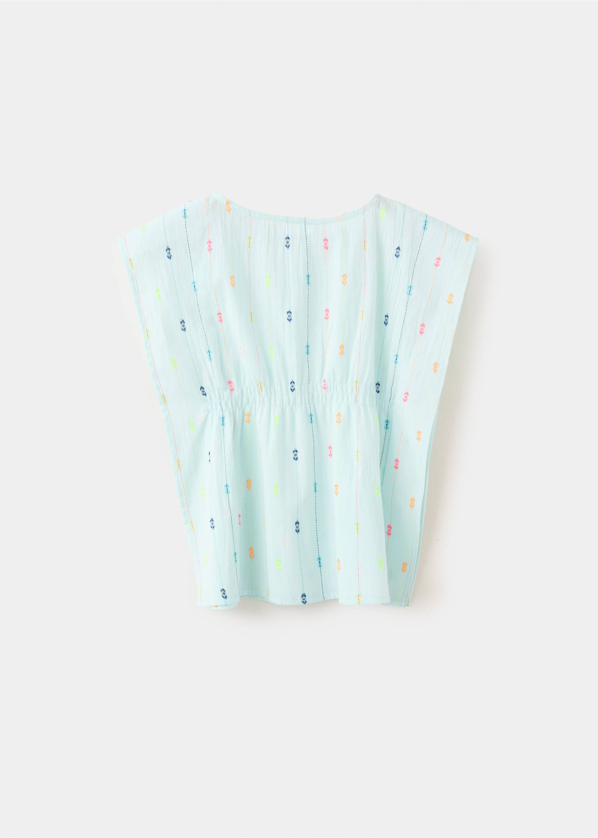 Robe coton détails brodés - Verso de l’article, Bleu ciel. Ref: 27058657-00.