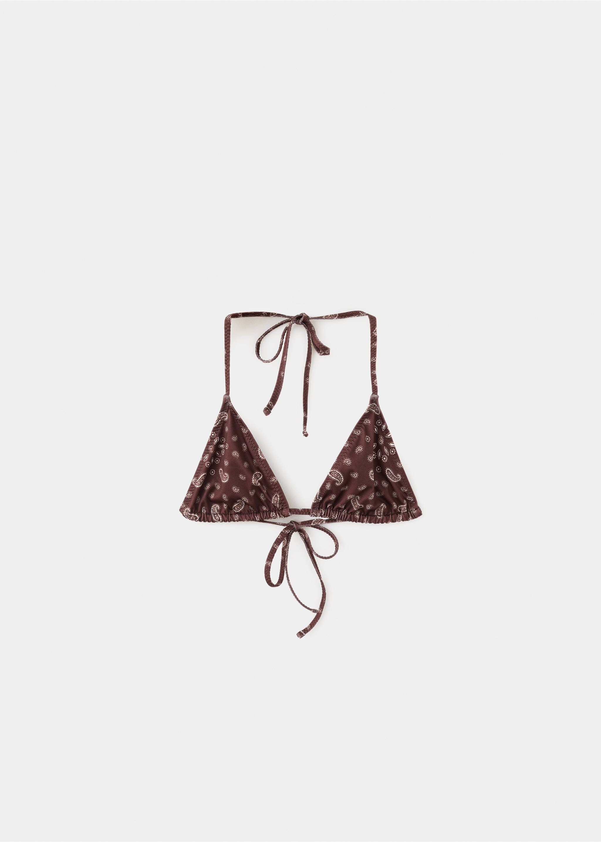 Paisley print triangle bikini top - Article without model, Brown. Ref: 27058662-00.