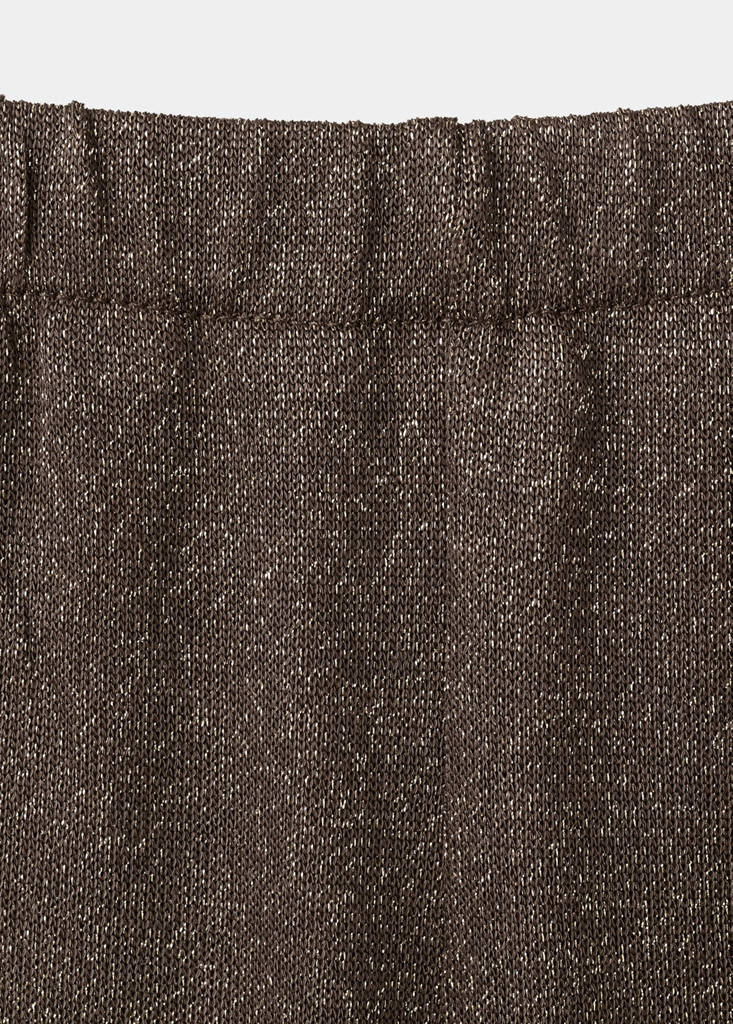 Straight-fit knitted lurex trousers — Brown