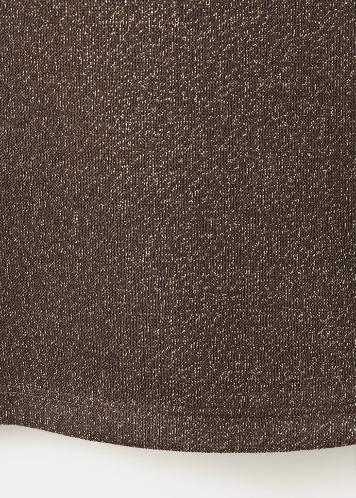 Straight-fit knitted lurex trousers — Brown
