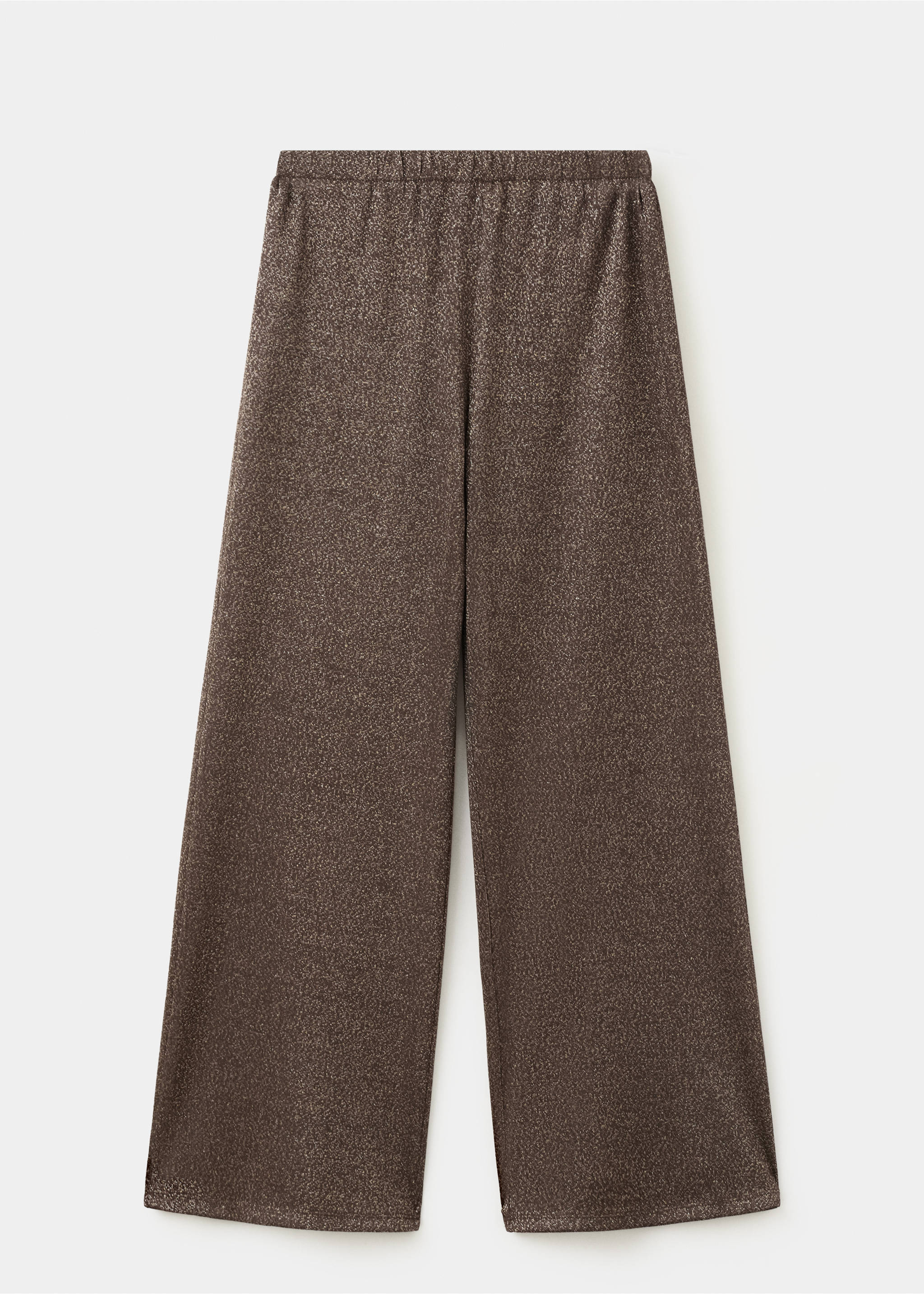 Straight-fit knitted lurex trousers - Article without model, Brown. Ref: 27058663-00.