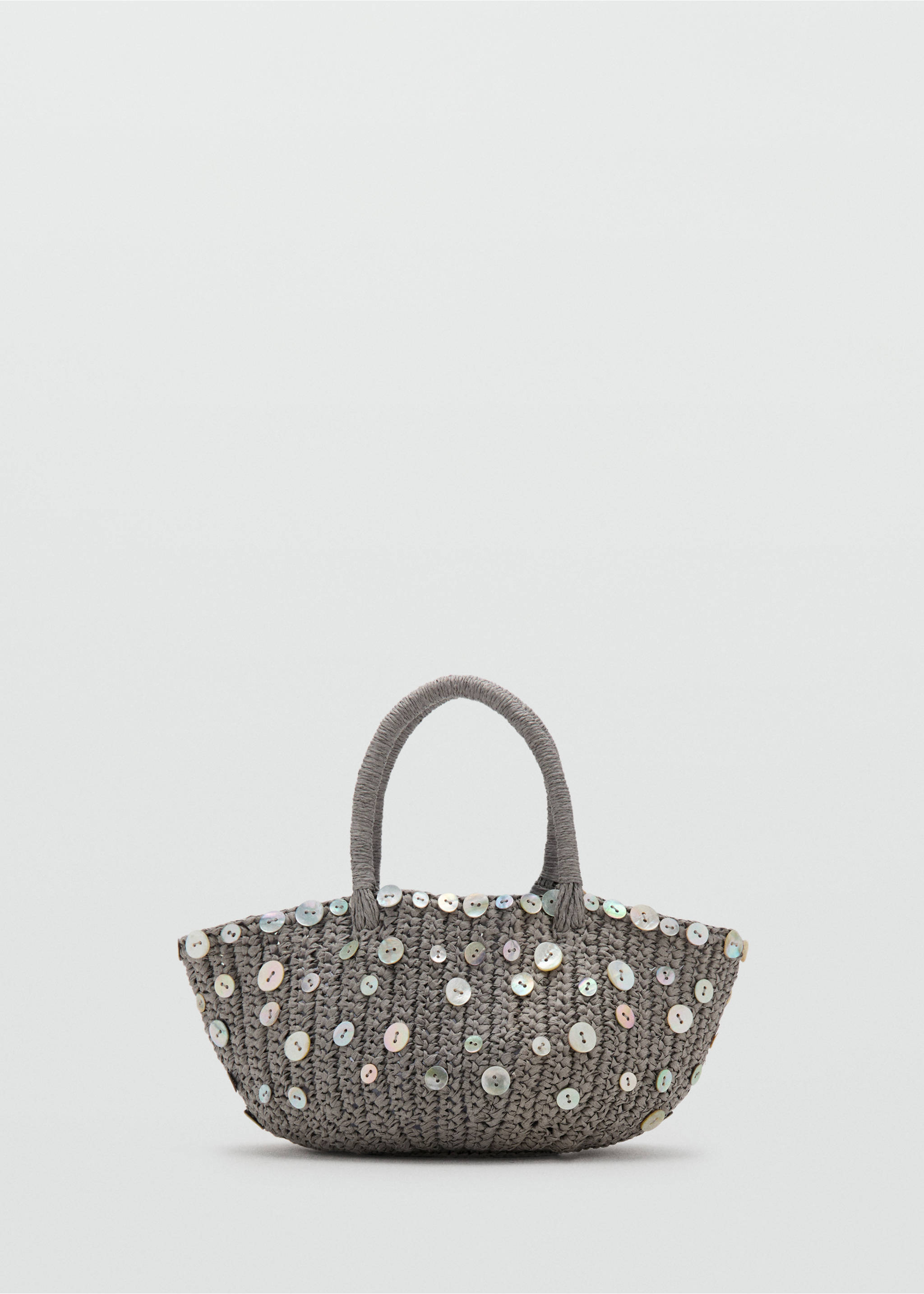 حقيبة يد من ألياف طبيعية بأزرار - منتج دون نموذج, رمادي فاتح/خفيف. Ref: 27058664-00.