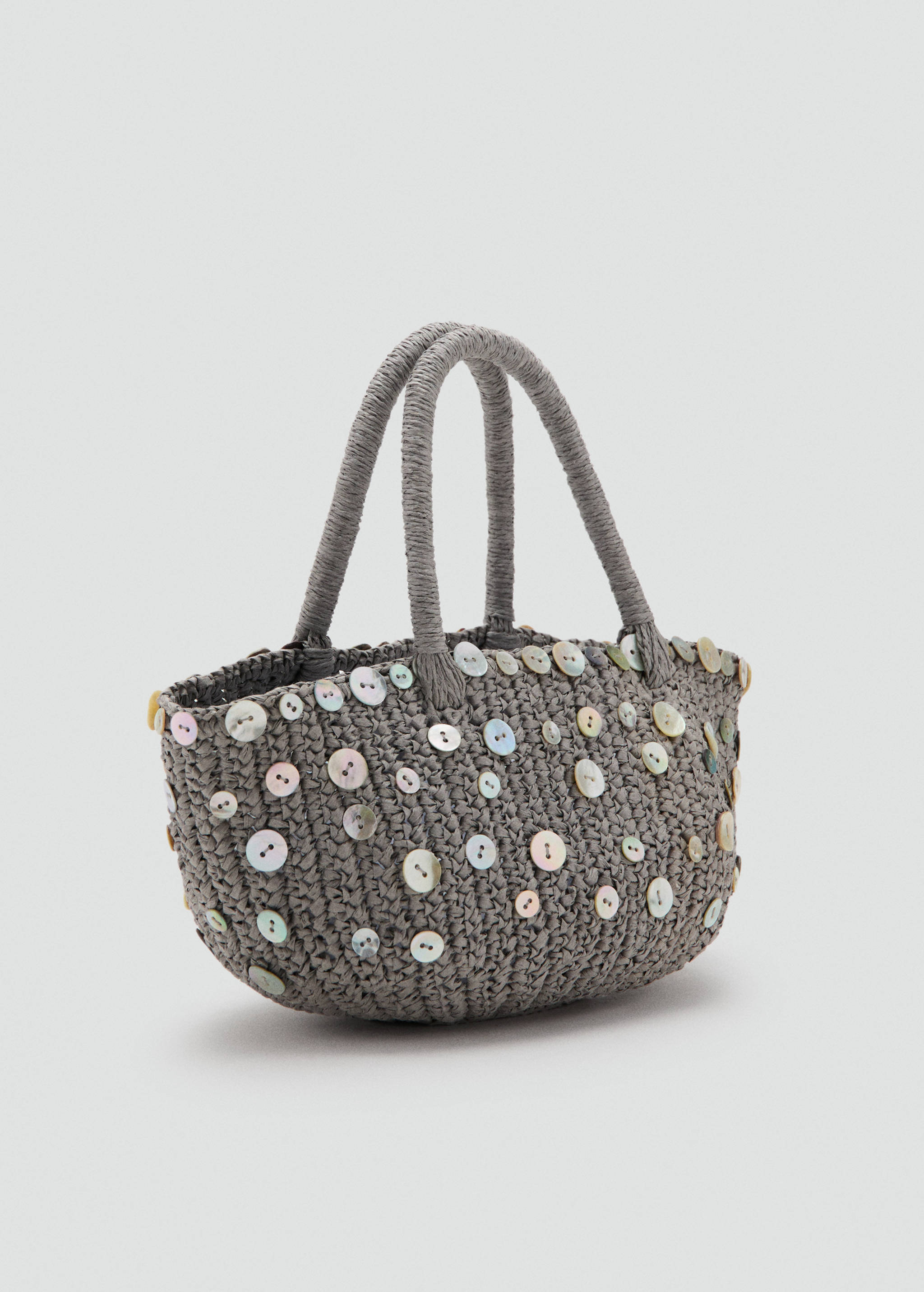 حقيبة يد من ألياف طبيعية بأزرار - رؤية وسط