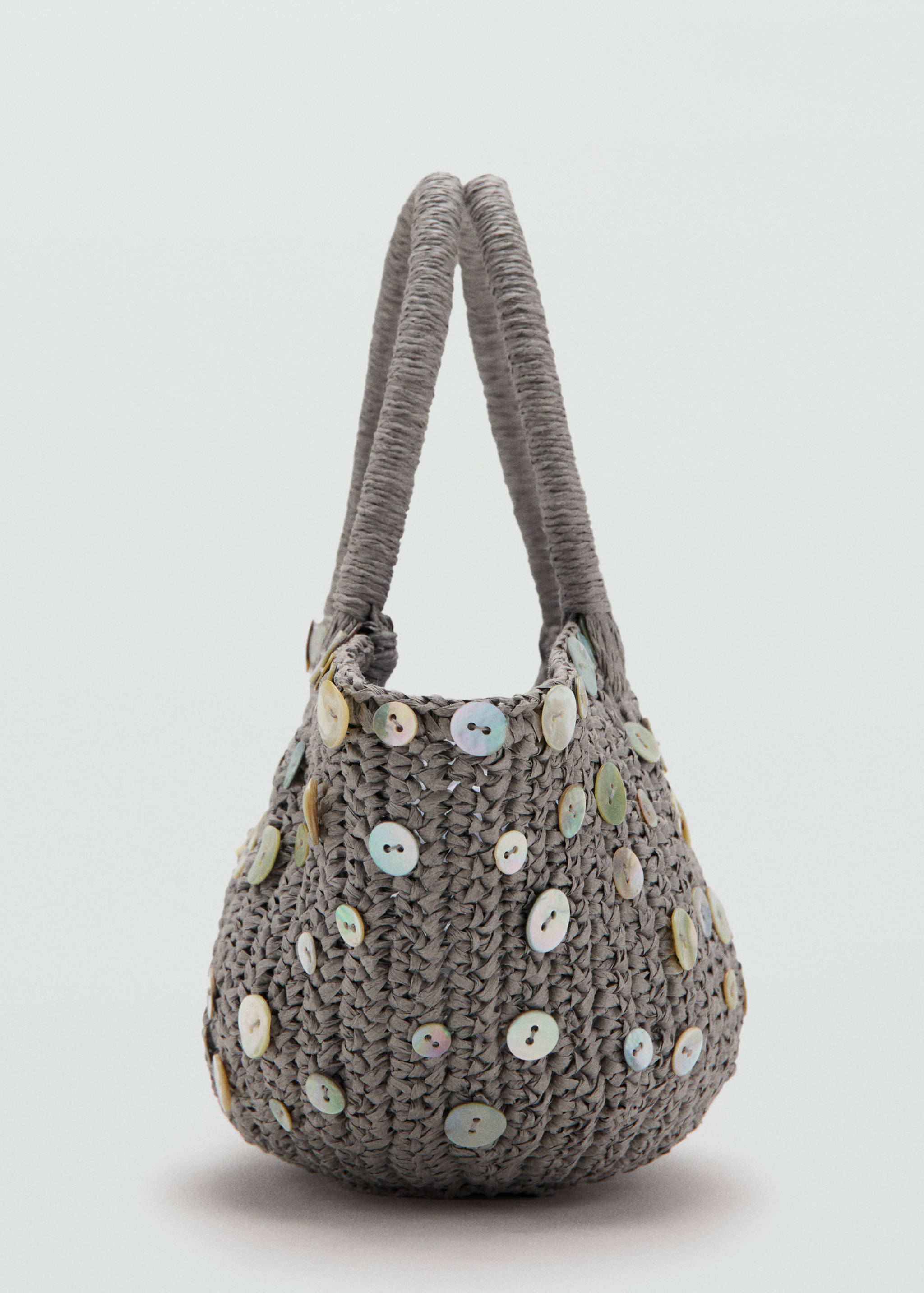 حقيبة يد من ألياف طبيعية بأزرار - تفاصيل المنتج 1