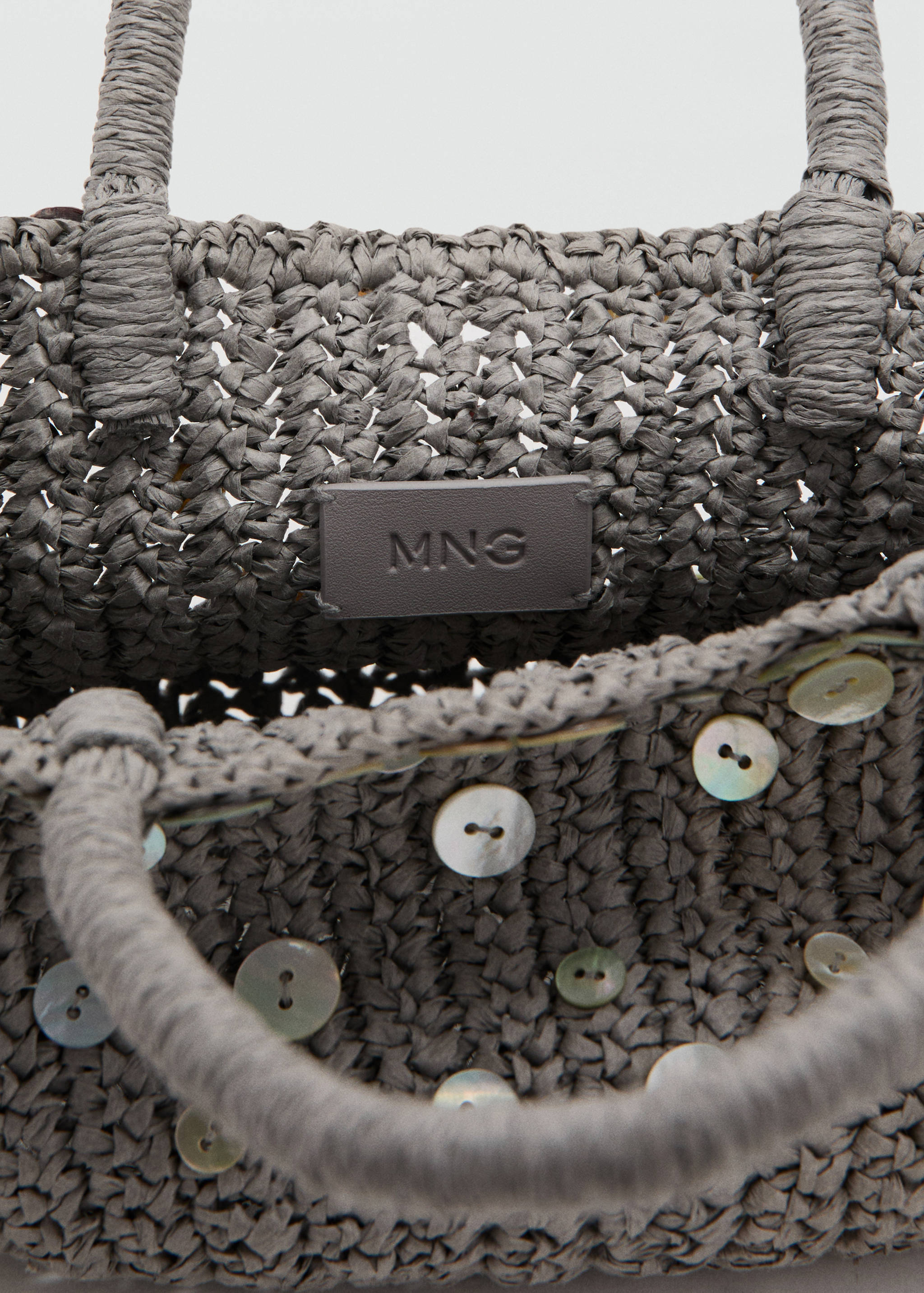 حقيبة يد من ألياف طبيعية بأزرار - تفاصيل المنتج 3