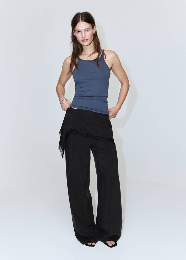 High-waisted lyocell trousers — Black