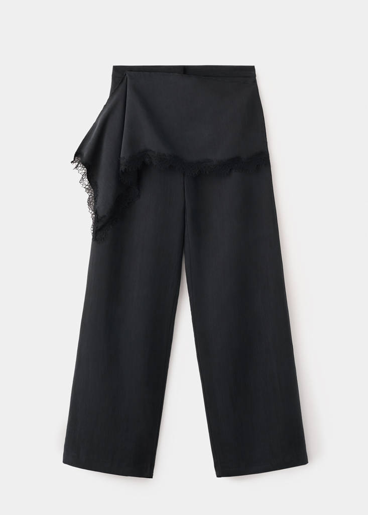 High-waisted lyocell trousers — Black