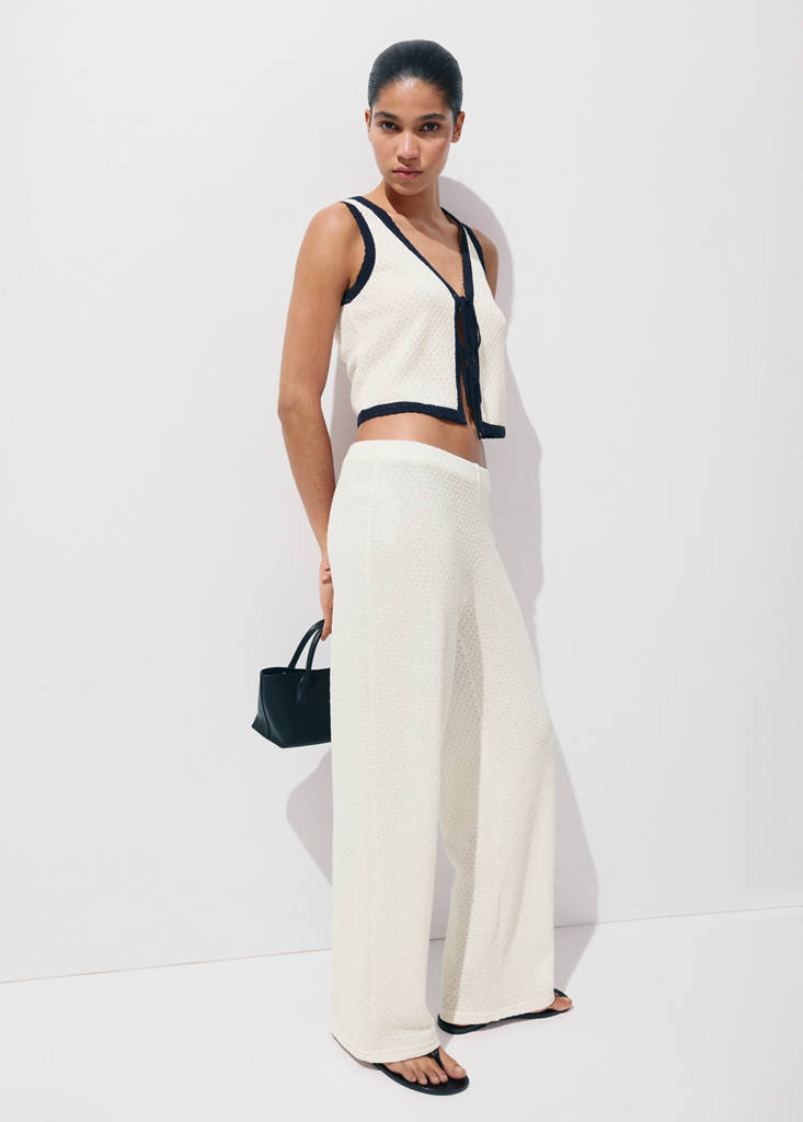 Mango Straight Knitted Pants In Multi
