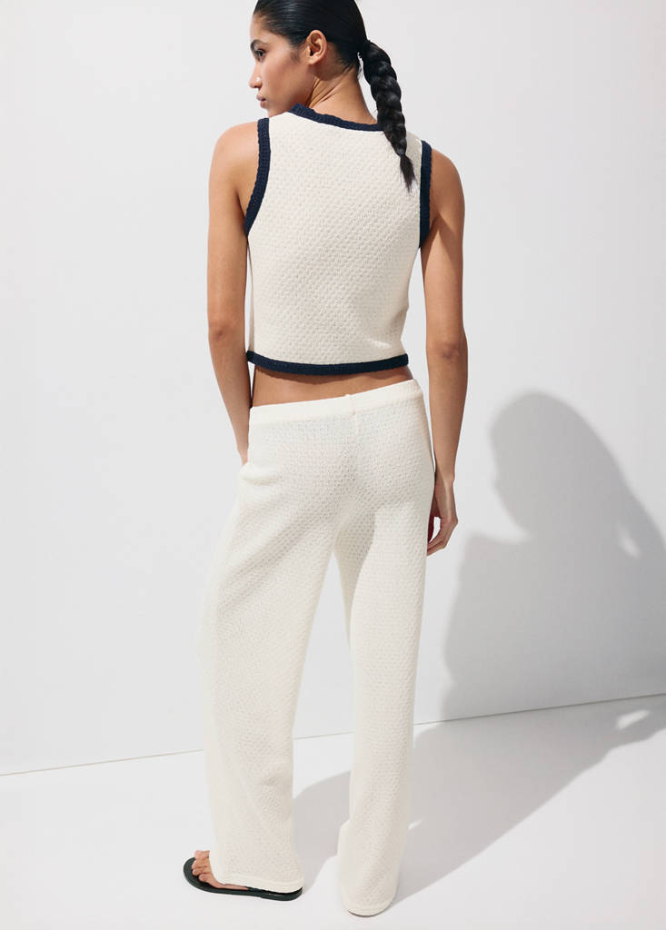 Straight knitted trousers — Ecru