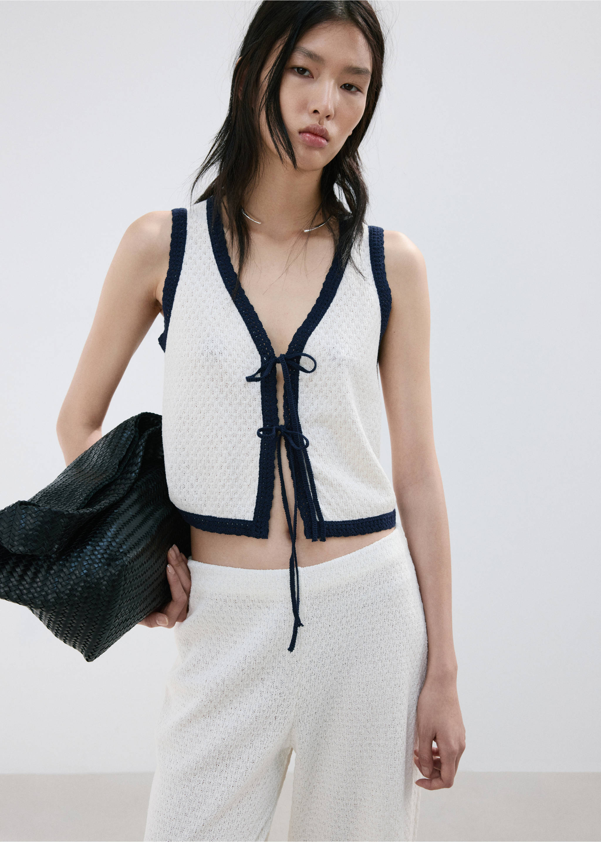 Pantalon droit maille - Détail de l'article 1, Écru. Ref: 27059056-00.