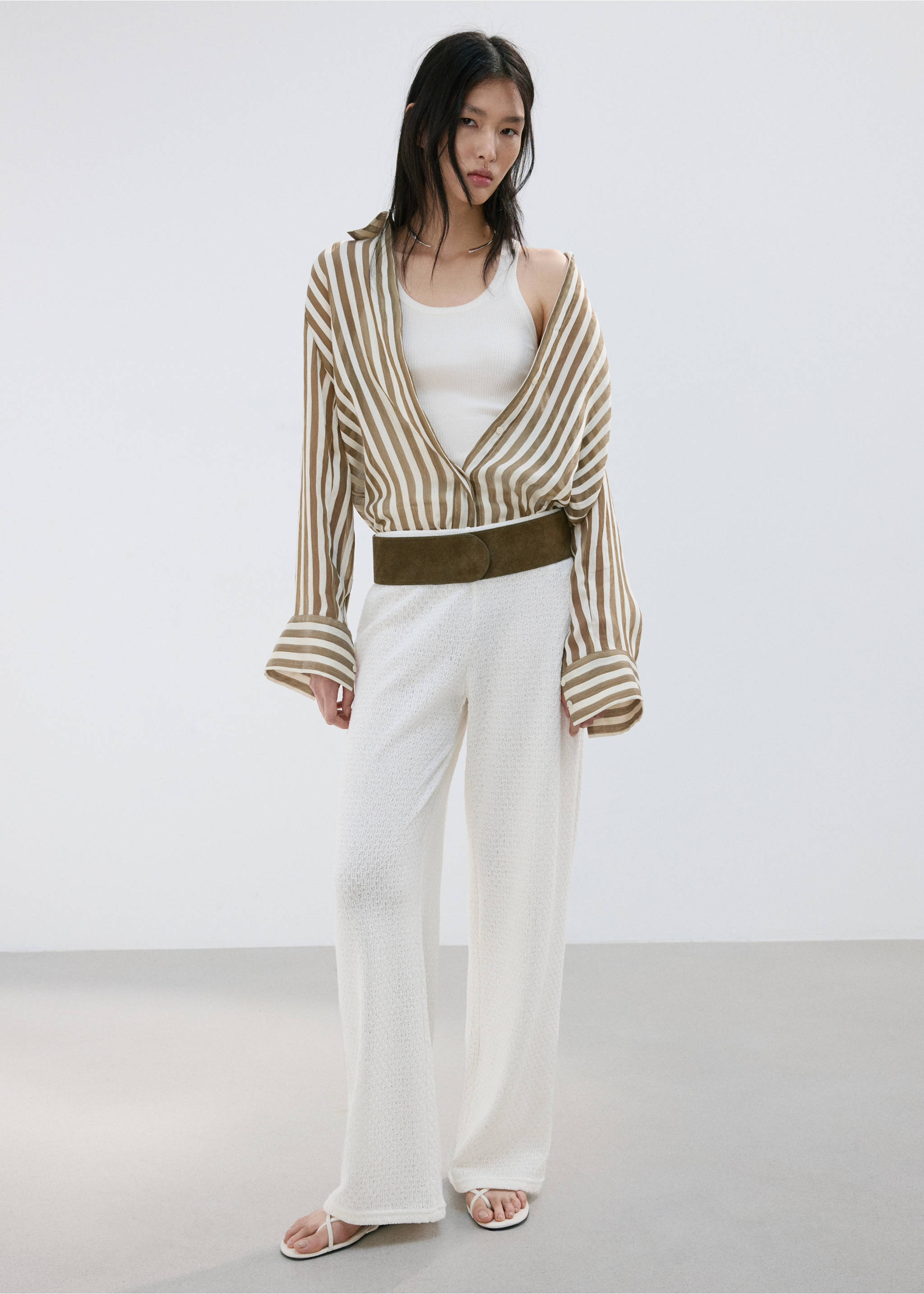 Pantalon droit maille - Détail de l'article 2, Écru. Ref: 27059056-00.