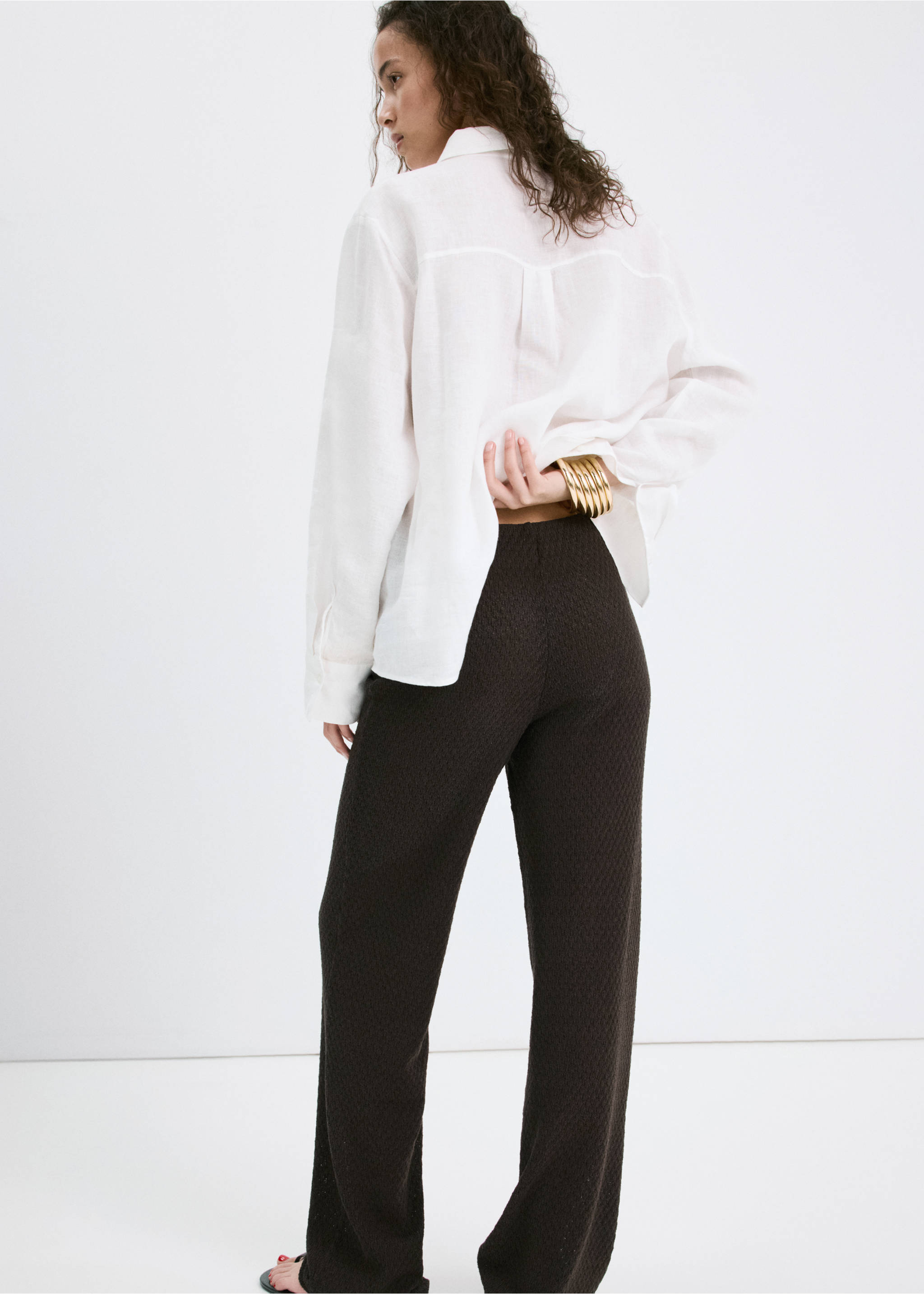 Pantalon droit maille - Verso de l’article, Marron. Ref: 27059056-00.