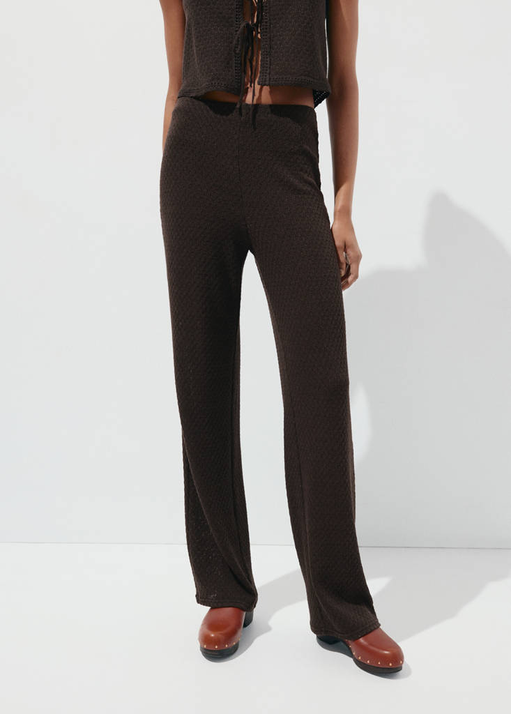 Straight knitted trousers — Brown